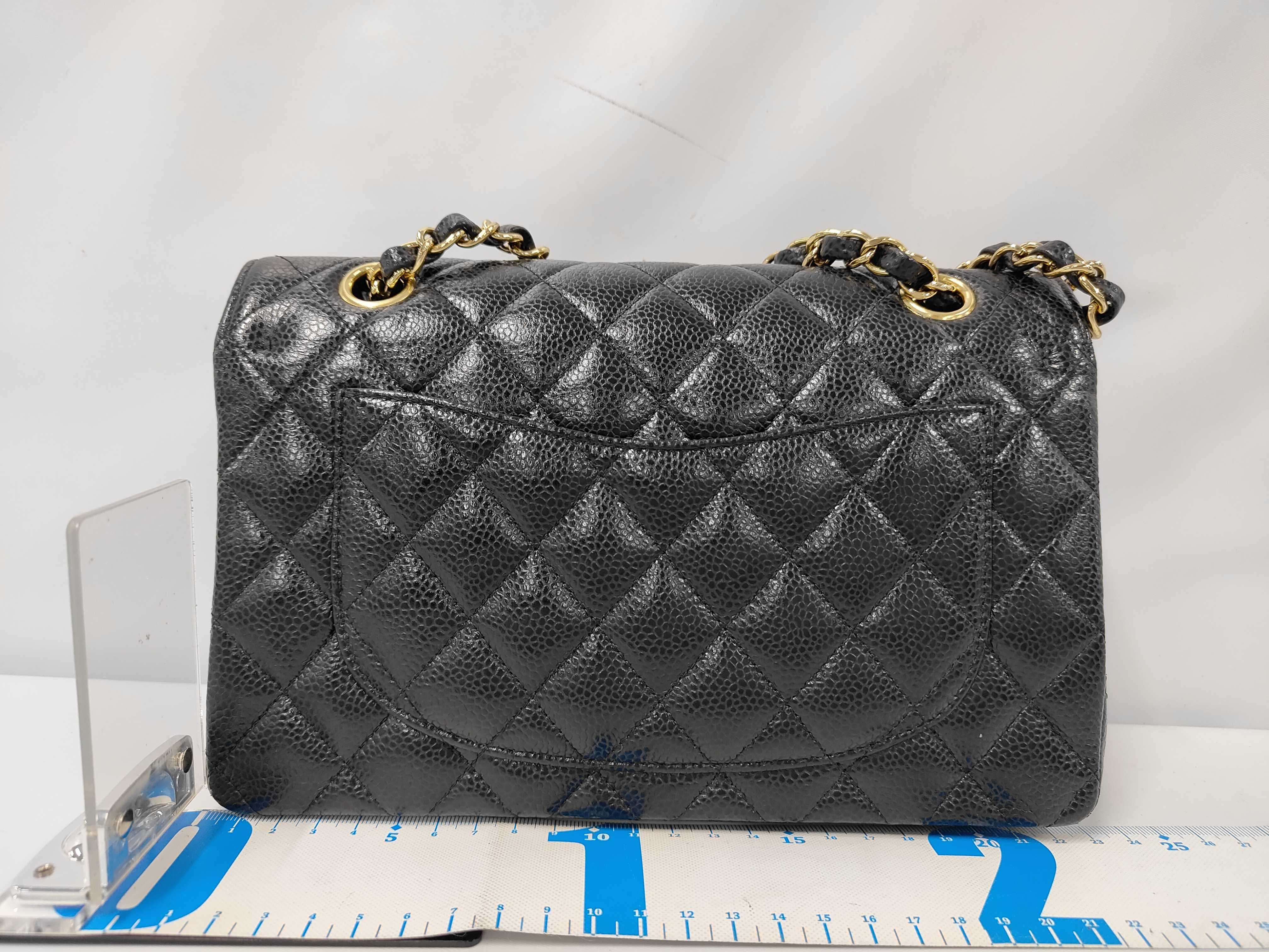 W-Flap 23 Chain Shoulder Bag, Matelassé Caviar Leather, Black GP Shoulder Bag — view 2