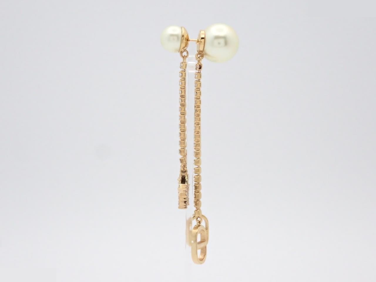 CD logo earrings, pearl, rhinestone, star — view 3
