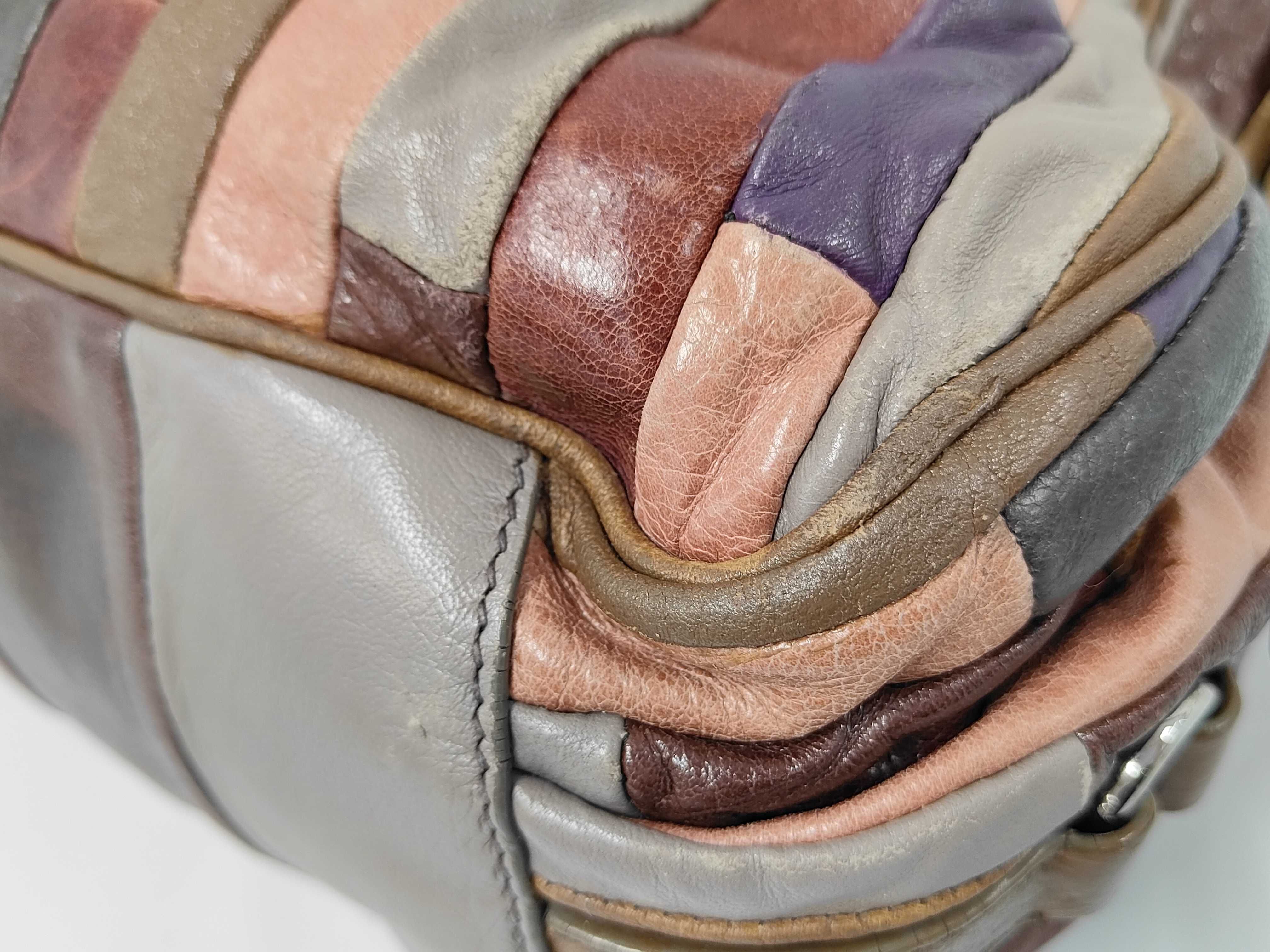 patchwork multicolor leather handbag tote bag — view 4