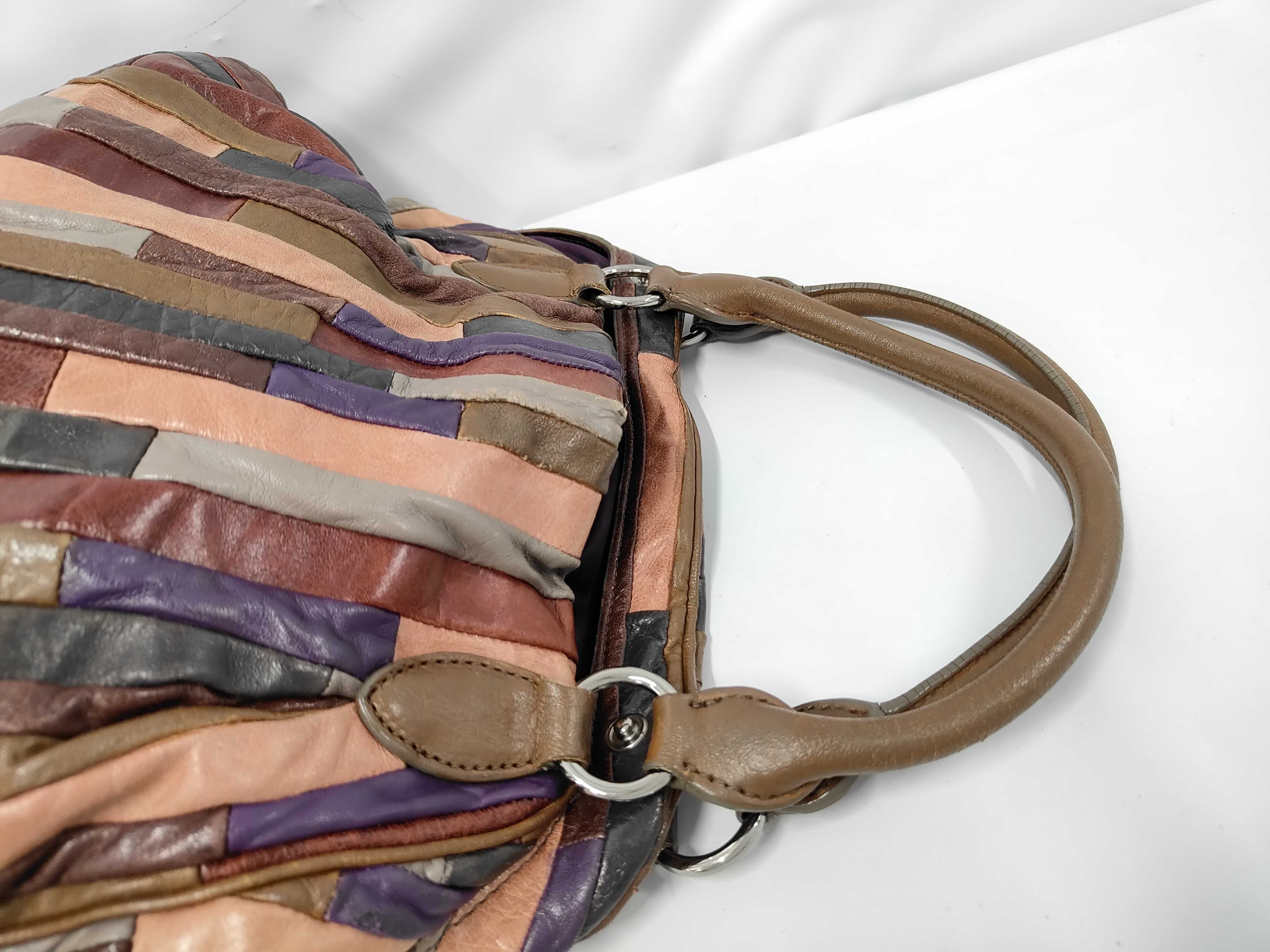 patchwork multicolor leather handbag tote bag — view 5