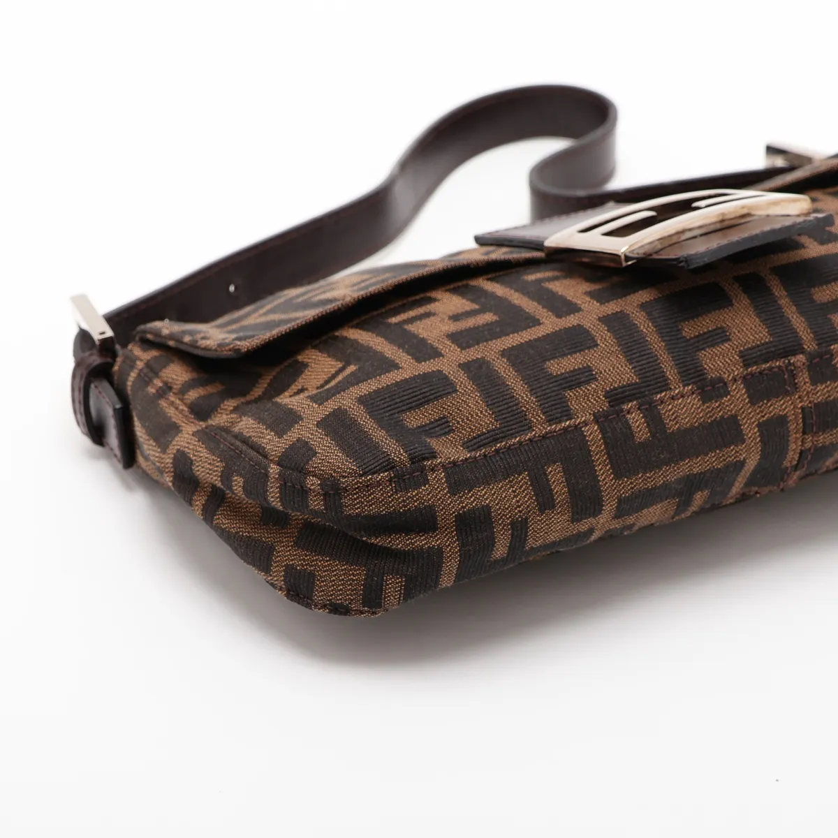 Zucca Mamma Bucket Canvas x Leather Shoulder Bag, Brown — view 4