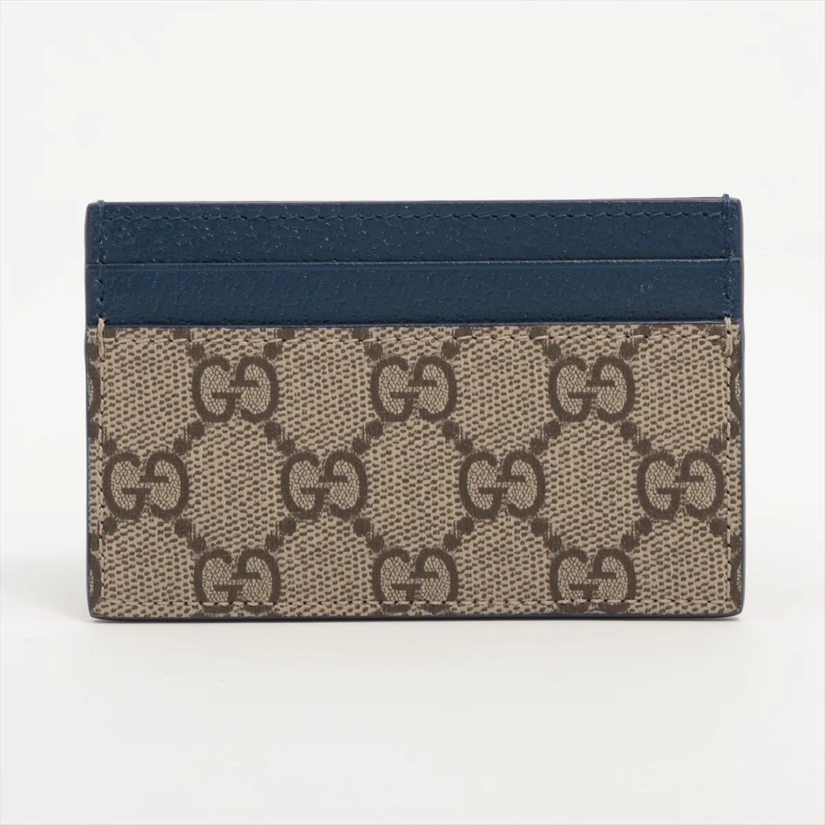 GG Supreme 768248 PVC x Leather Card Case, Beige x Navy — view 2
