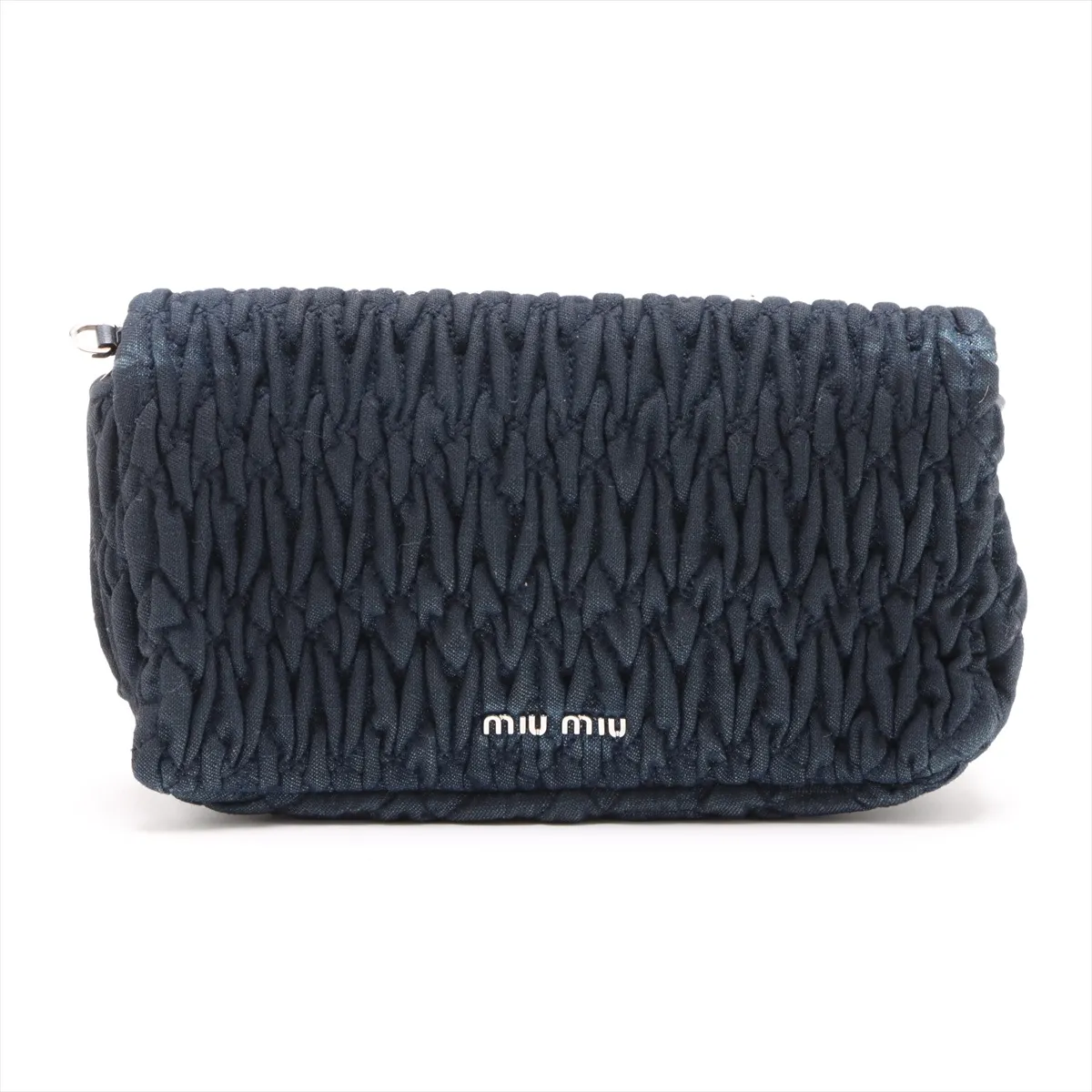 Matelasse Nappa Crystal Canvas Shoulder Bag Navy — view 2