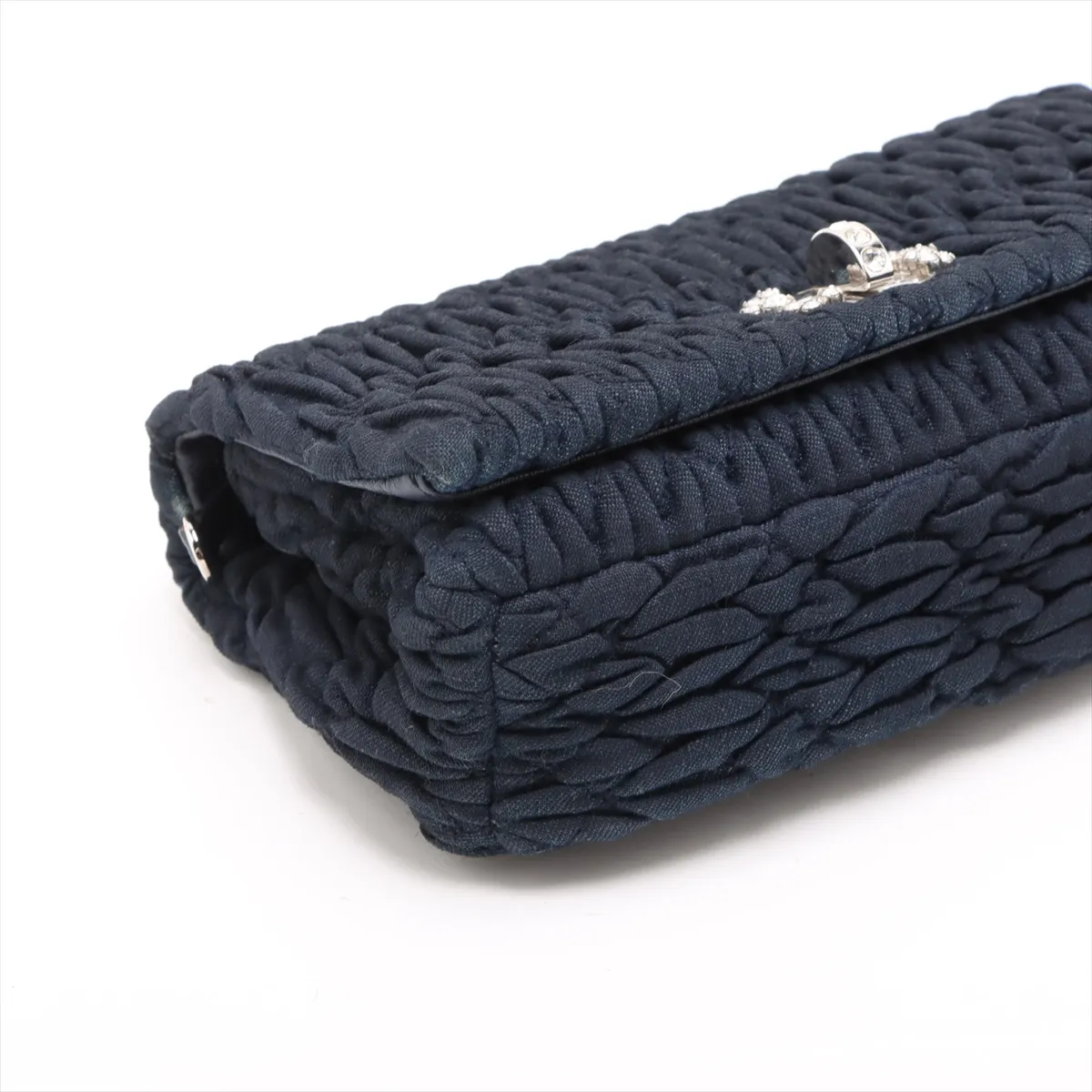 Matelasse Nappa Crystal Canvas Shoulder Bag Navy — view 4