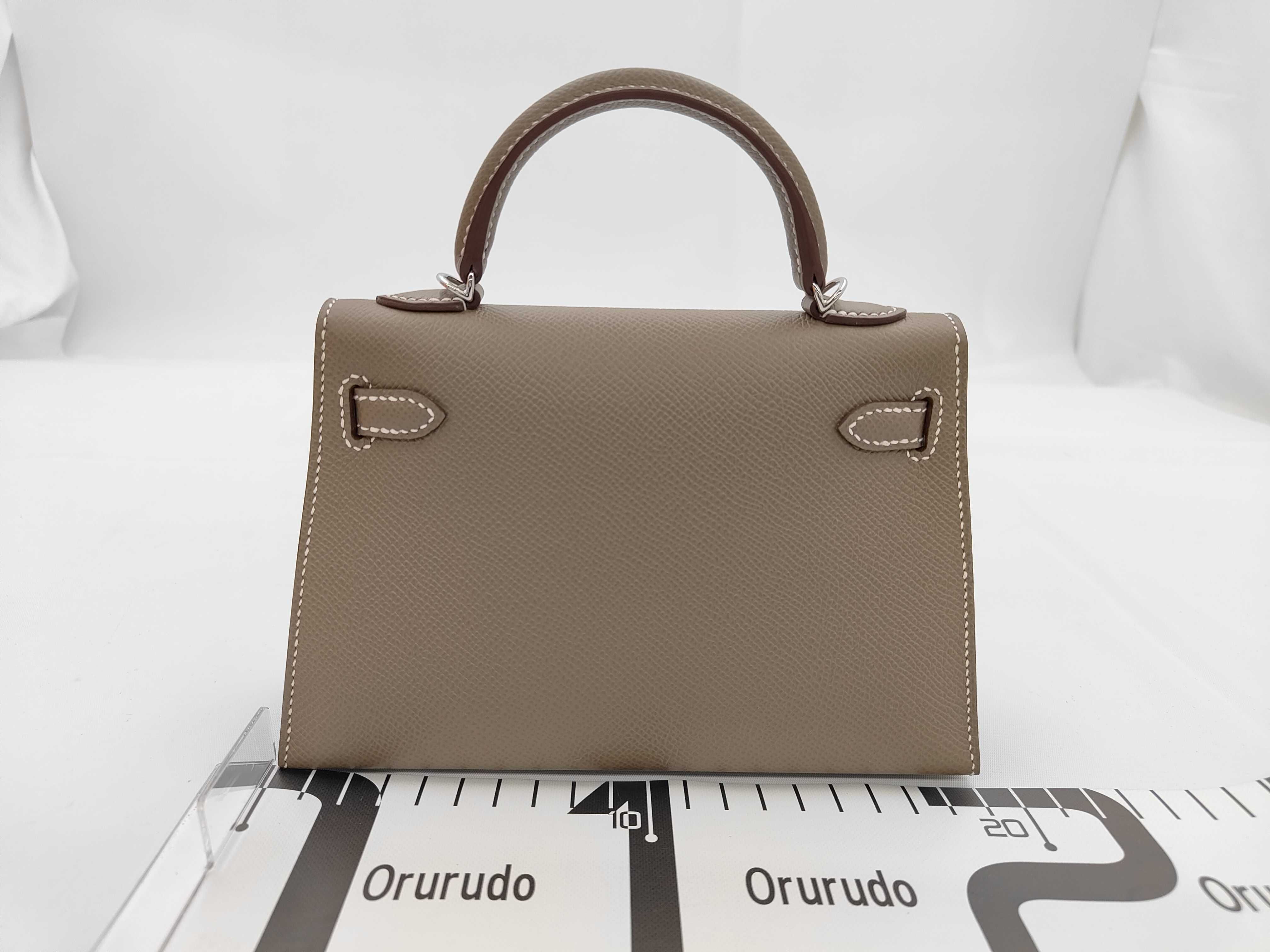 Mini Kelly 2 Etoupe Epsom Leather Silver Hardware G Stamp Handbag — view 2