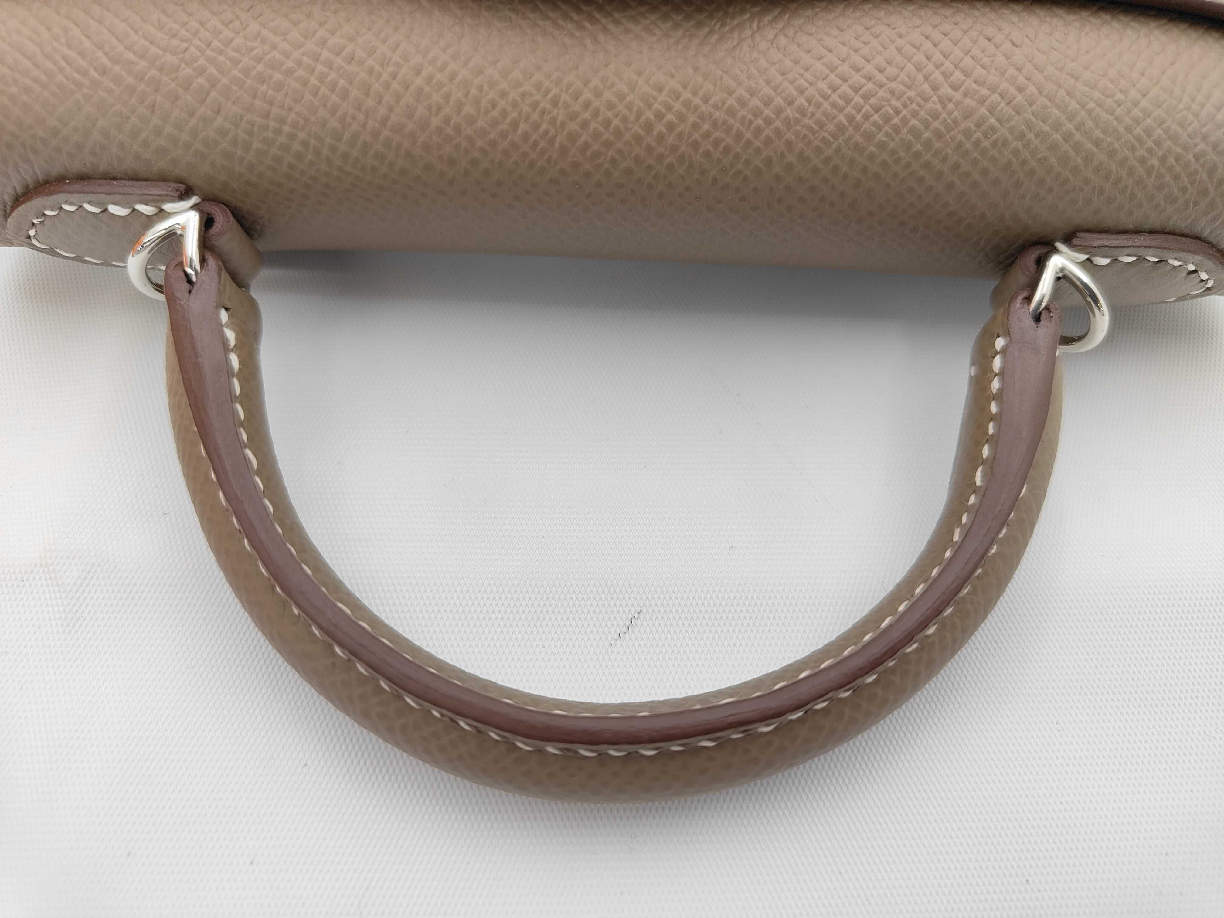 Mini Kelly 2 Etoupe Epsom Leather Silver Hardware G Stamp Handbag — view 3