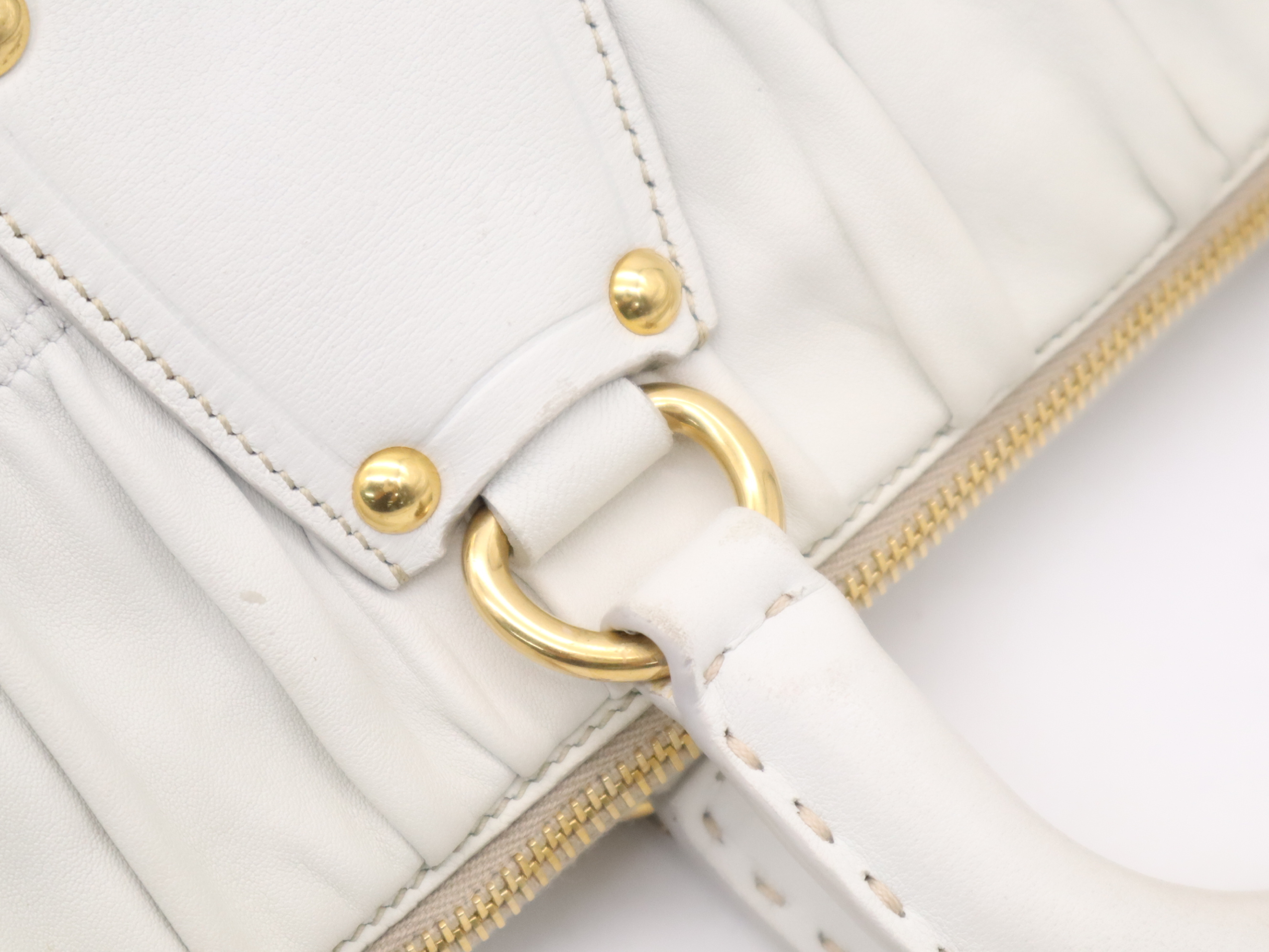 Leather 2-Way Gathered Handbag with Shoulder Strap and Dust Bag — view 7