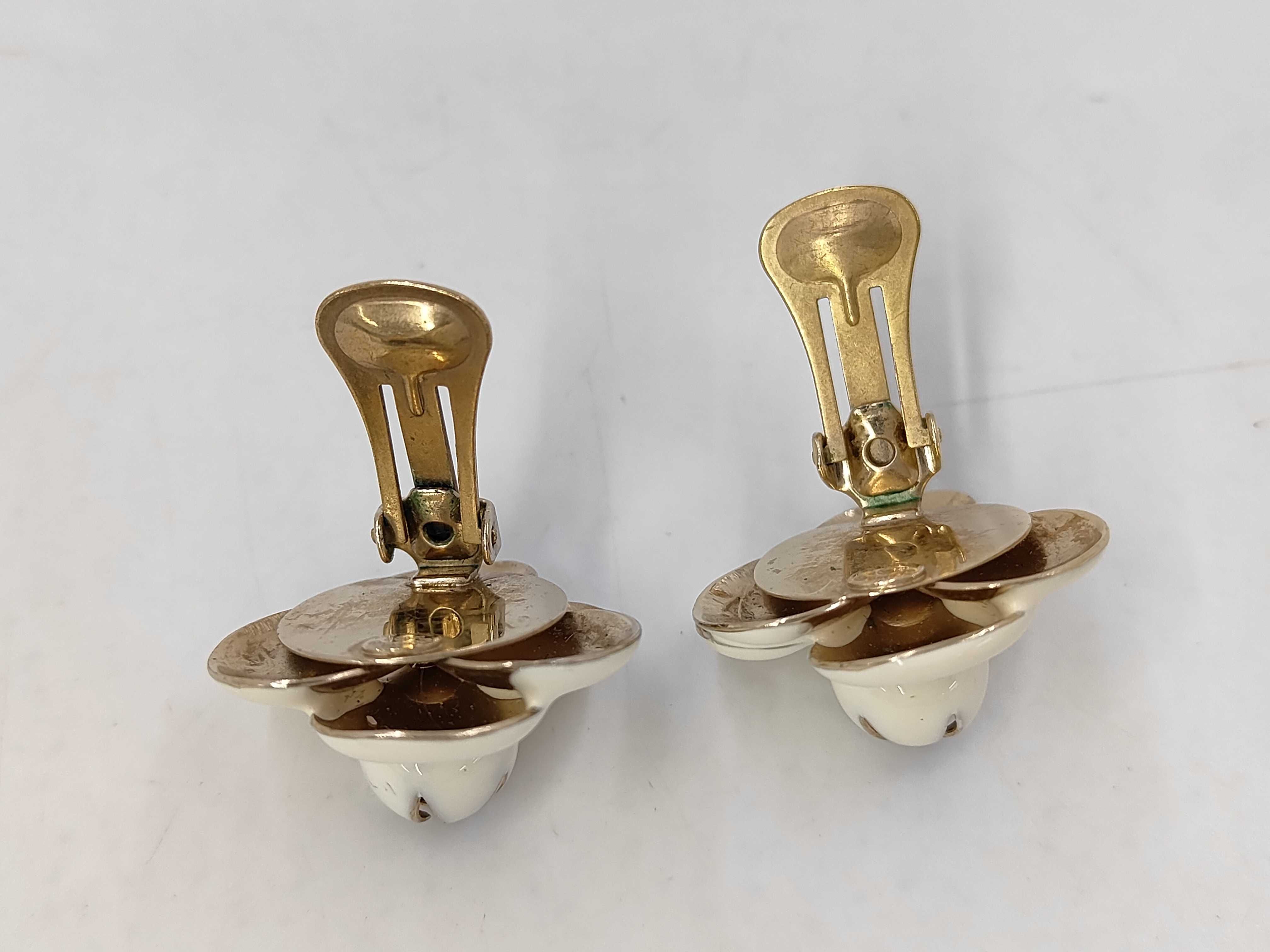 Camellia Earrings, Ivory, Yellow Gold — view 2