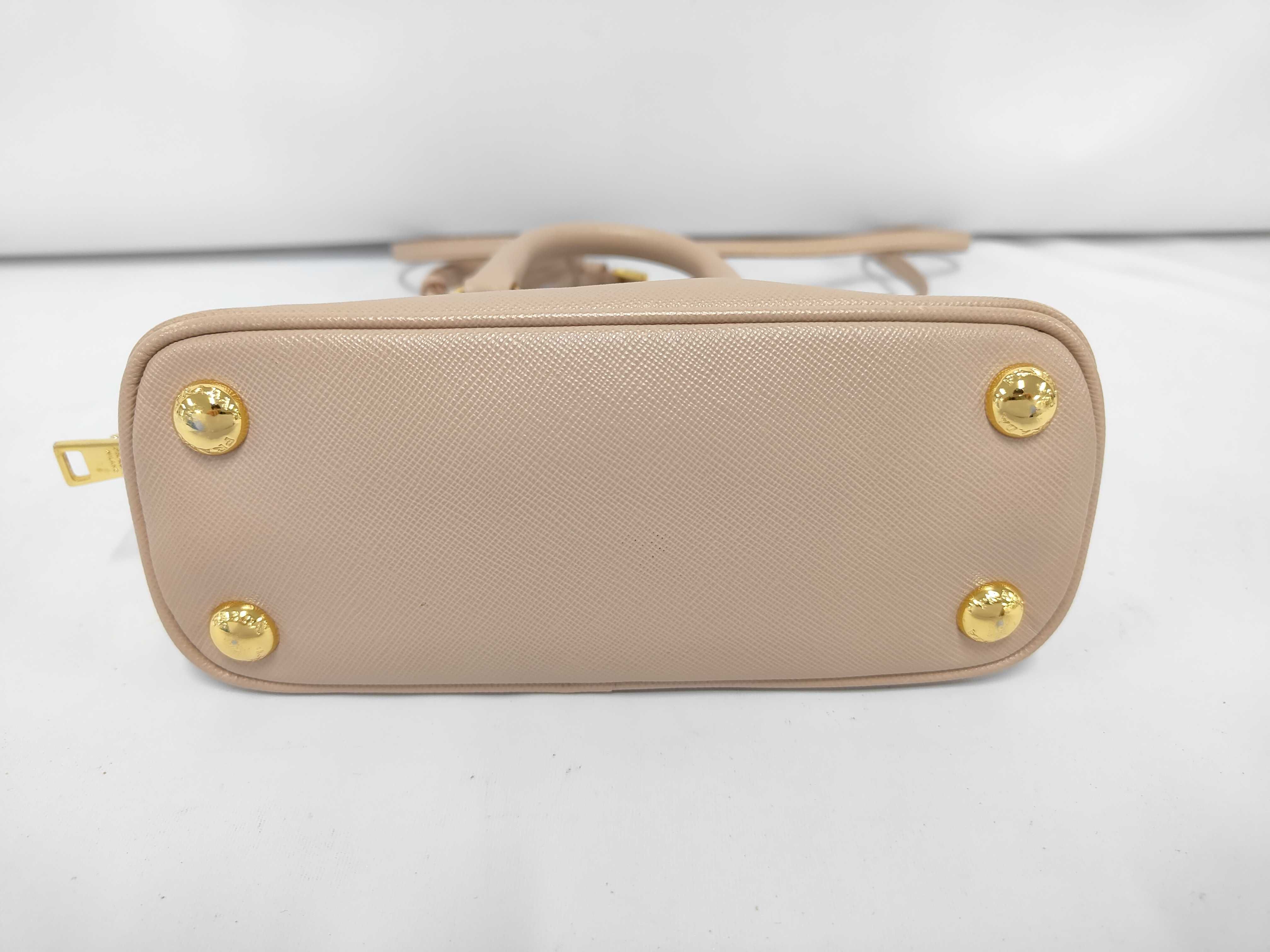 Saffiano Triangle Logo Promenade Leather 2-Way Mini Handbag — view 3
