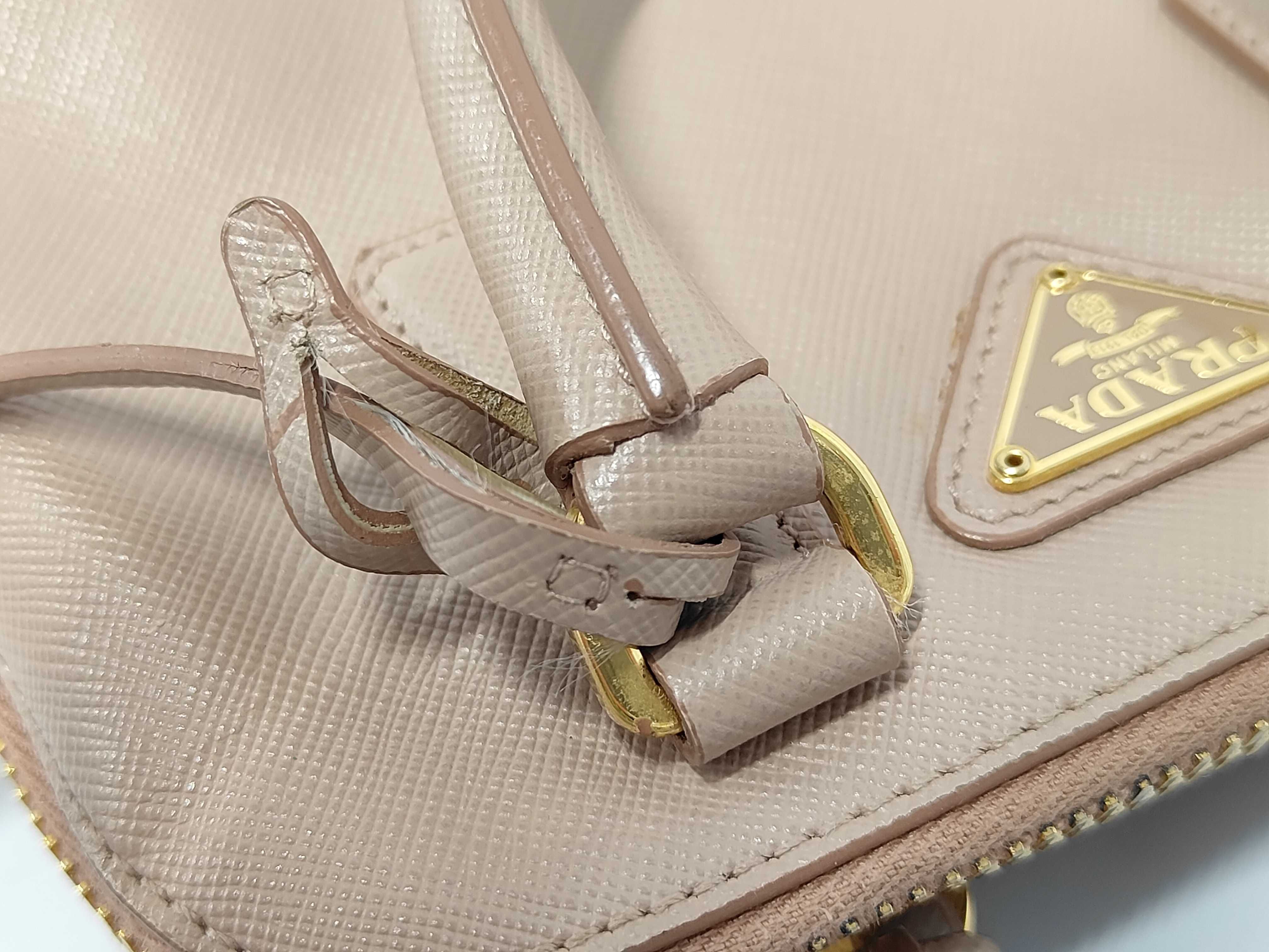 Saffiano Triangle Logo Promenade Leather 2-Way Mini Handbag — view 8