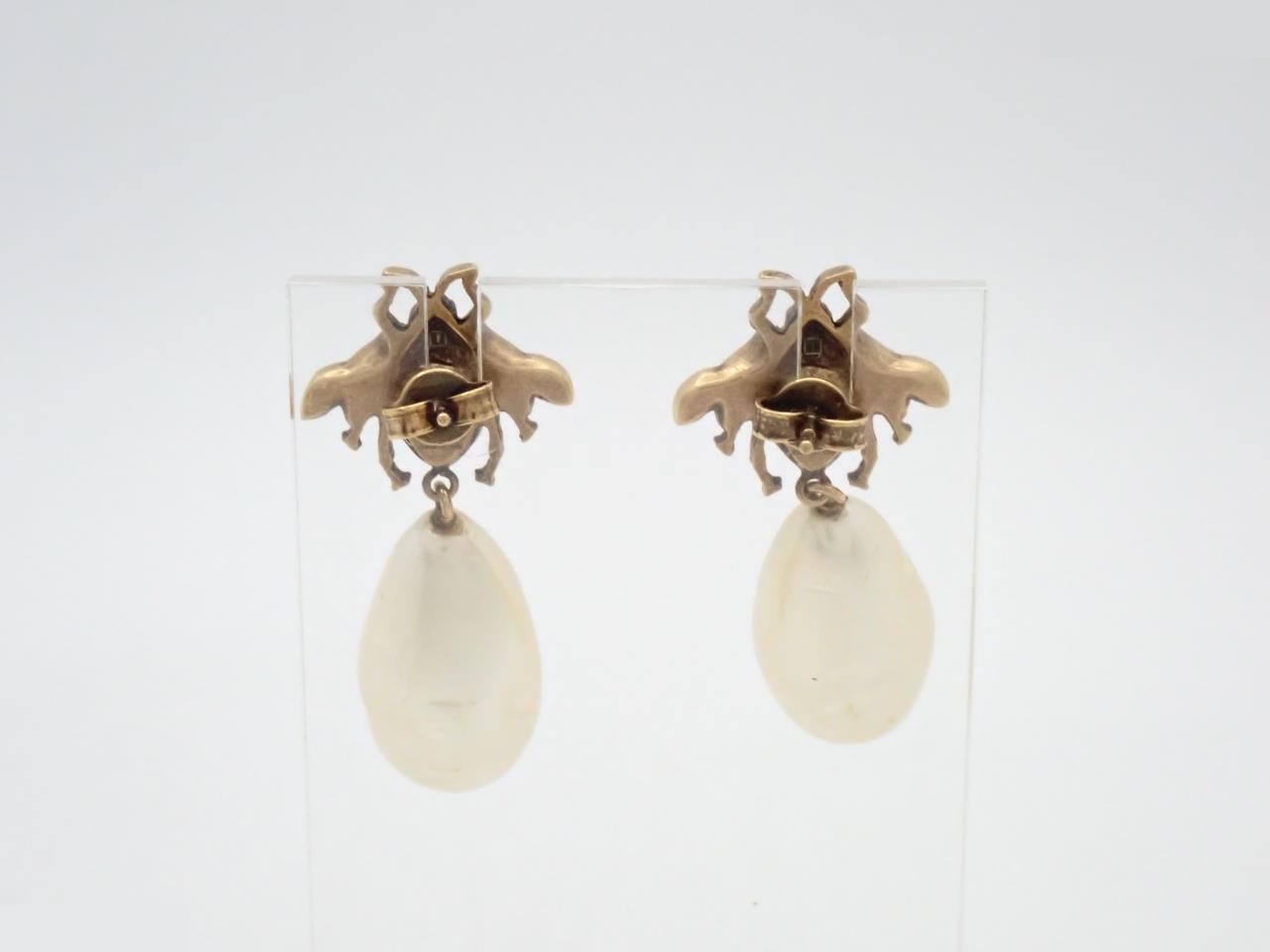 faux pearl rhinestone earrings — view 2