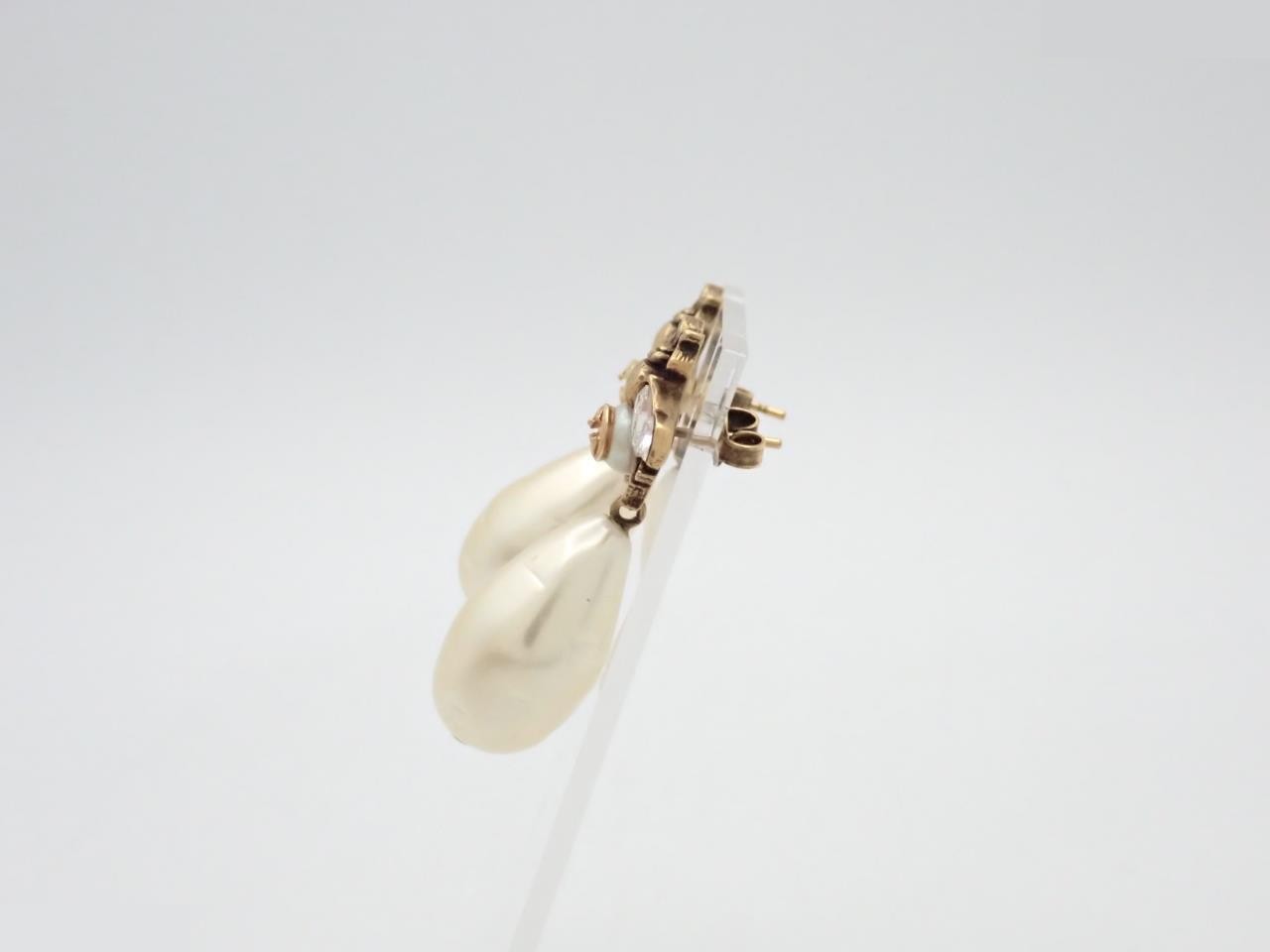 faux pearl rhinestone earrings — view 3