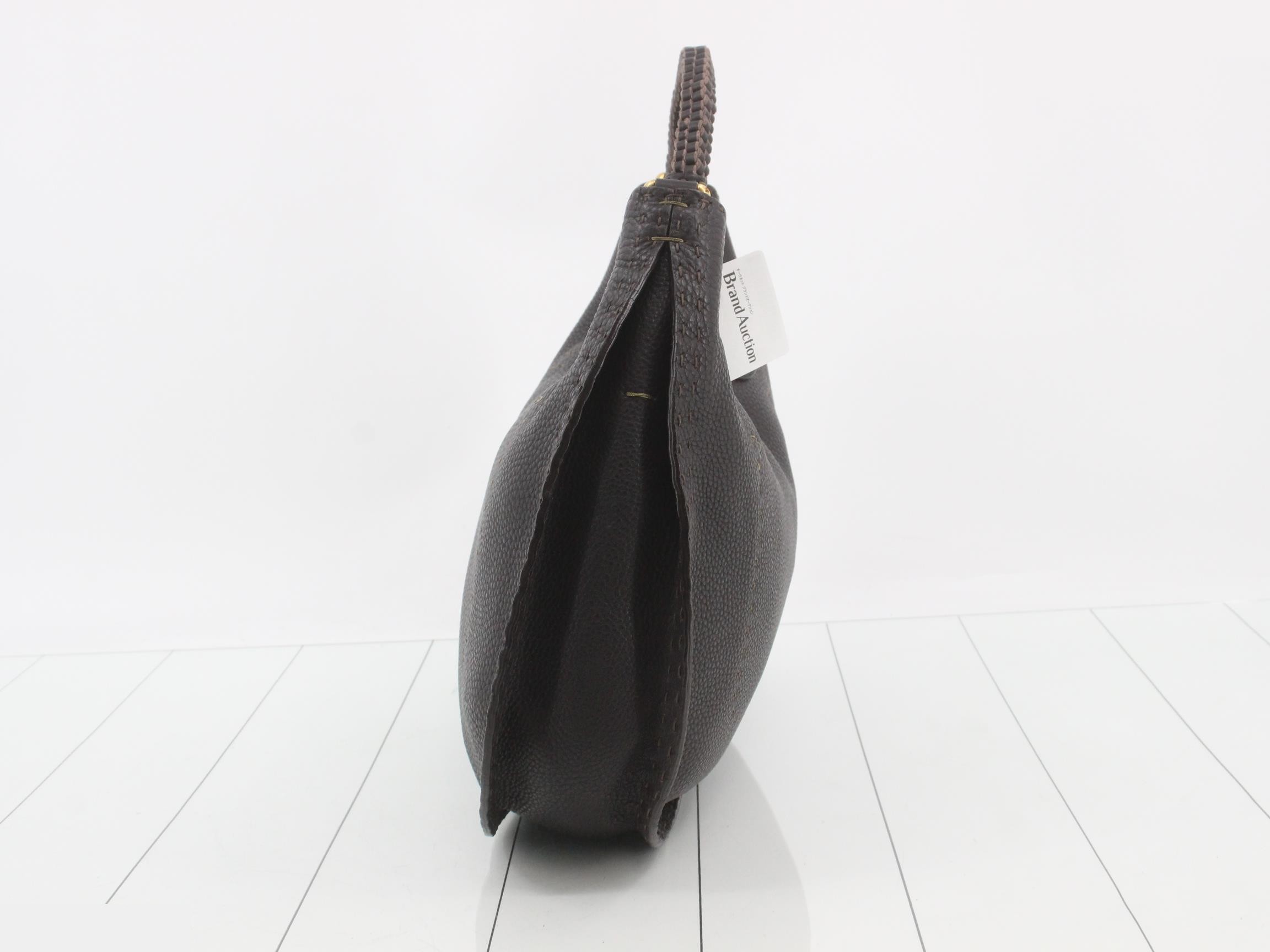 Selleria Hobo Shoulder Bag, Leather, Dark Brown — view 3