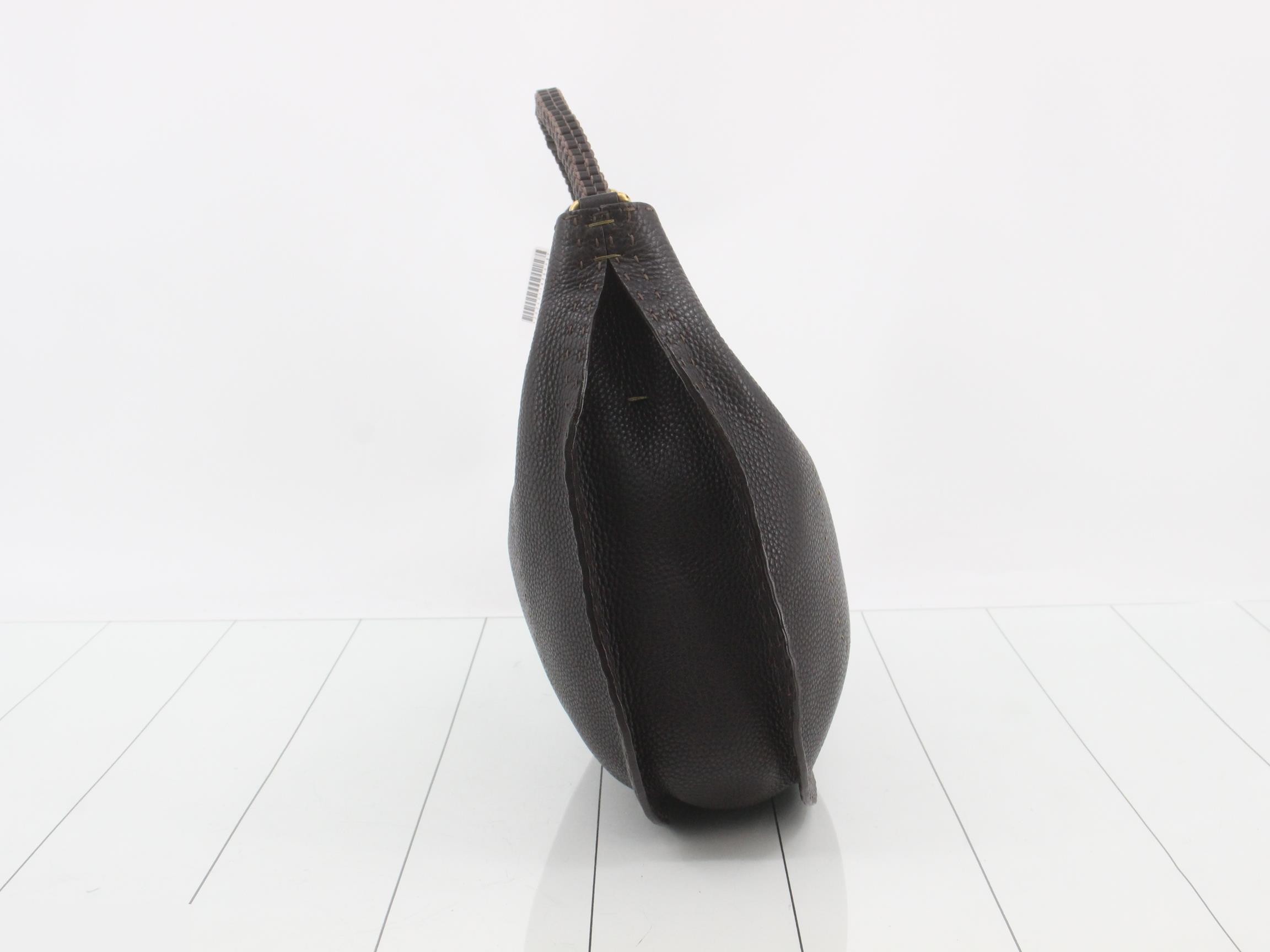 Selleria Hobo Shoulder Bag, Leather, Dark Brown — view 4