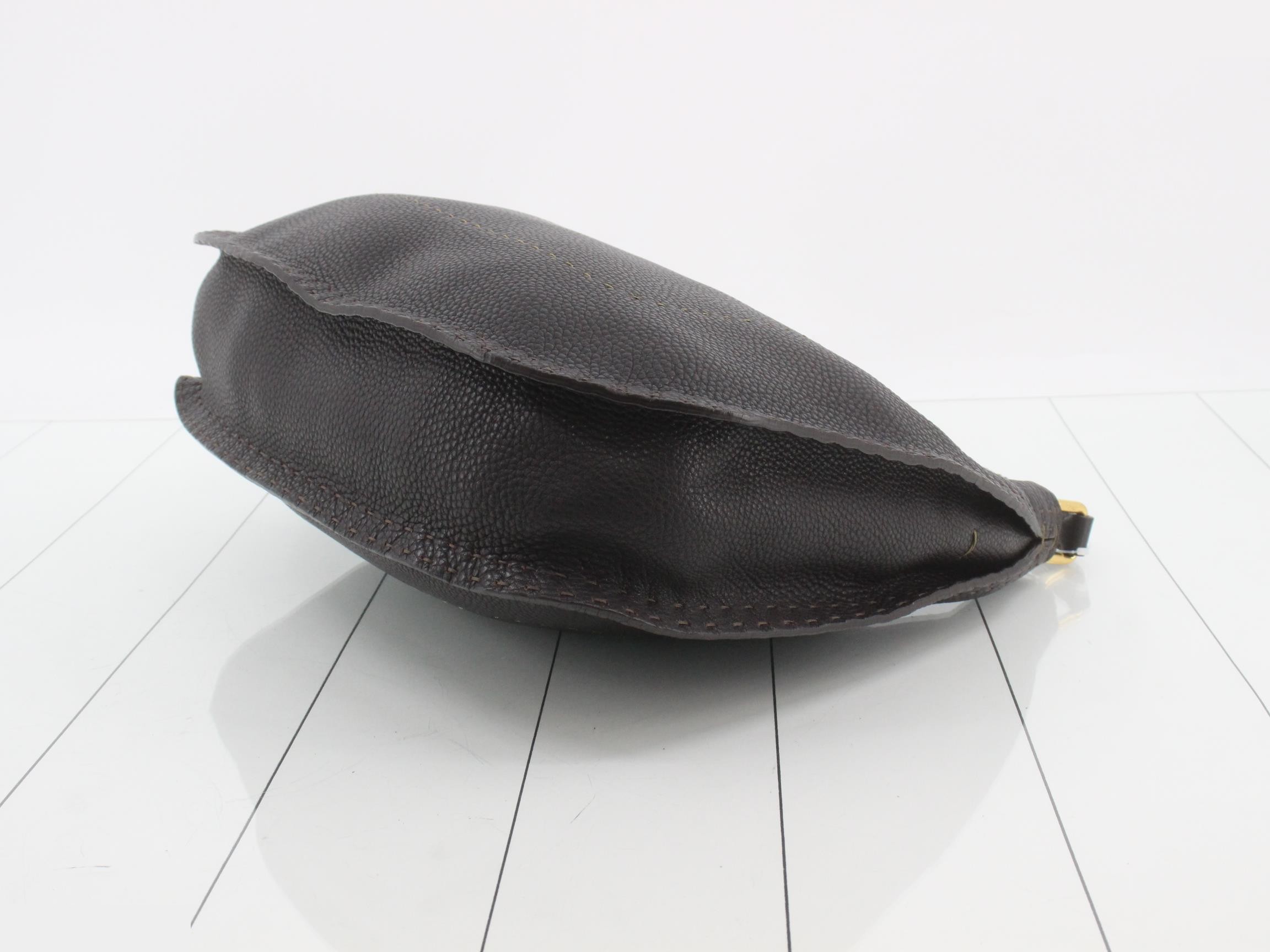 Selleria Hobo Shoulder Bag, Leather, Dark Brown — view 6