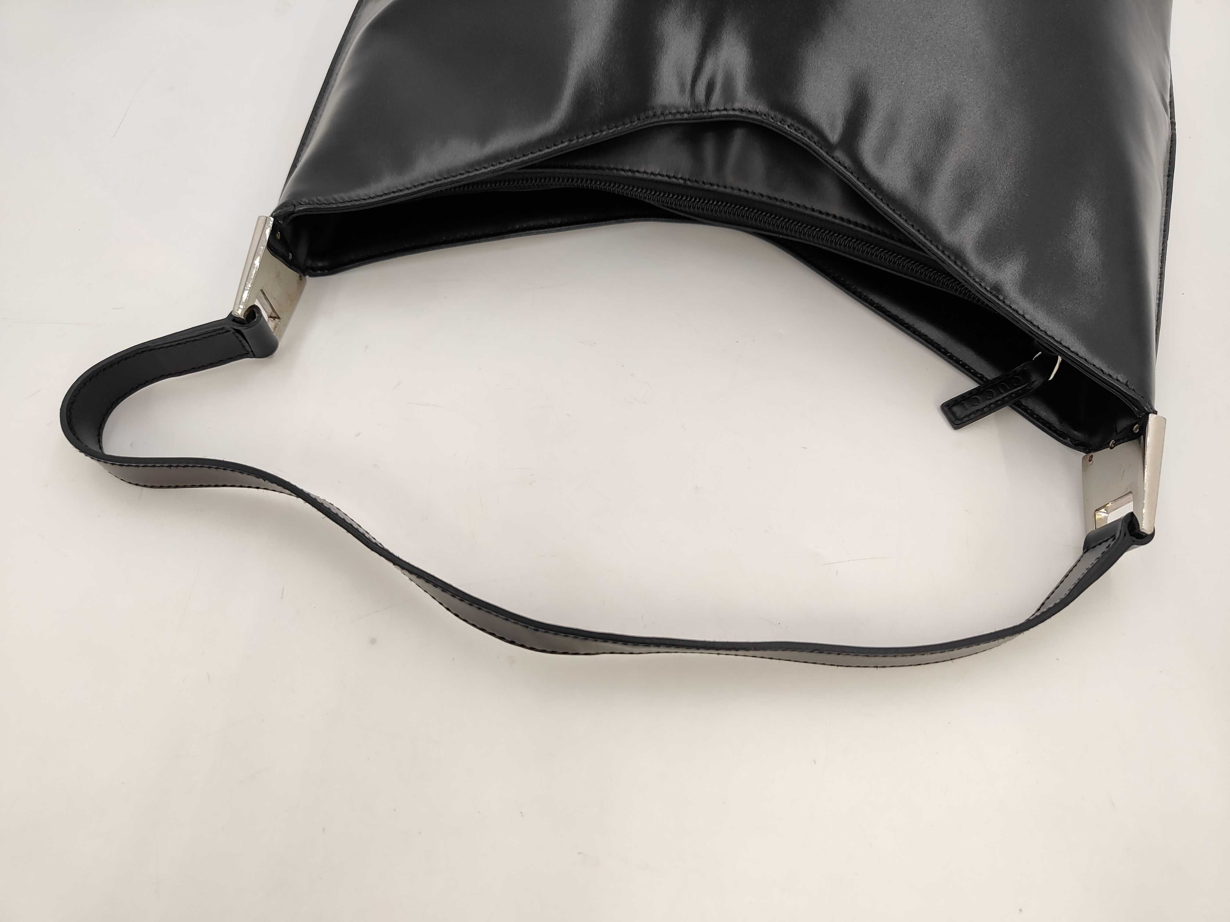 Leather Semi-Shoulder Bag, Black Shoulder Bag — view 5