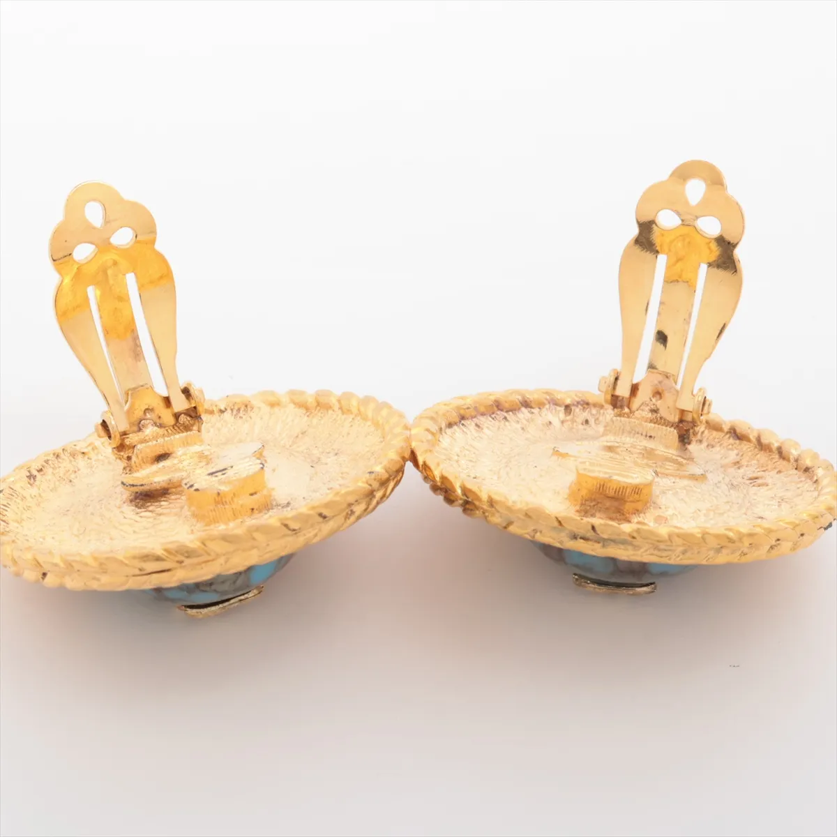 Coco Mark 2293 Earrings (Pair) GP Gold x Green. Shows signs of wear, — view 4