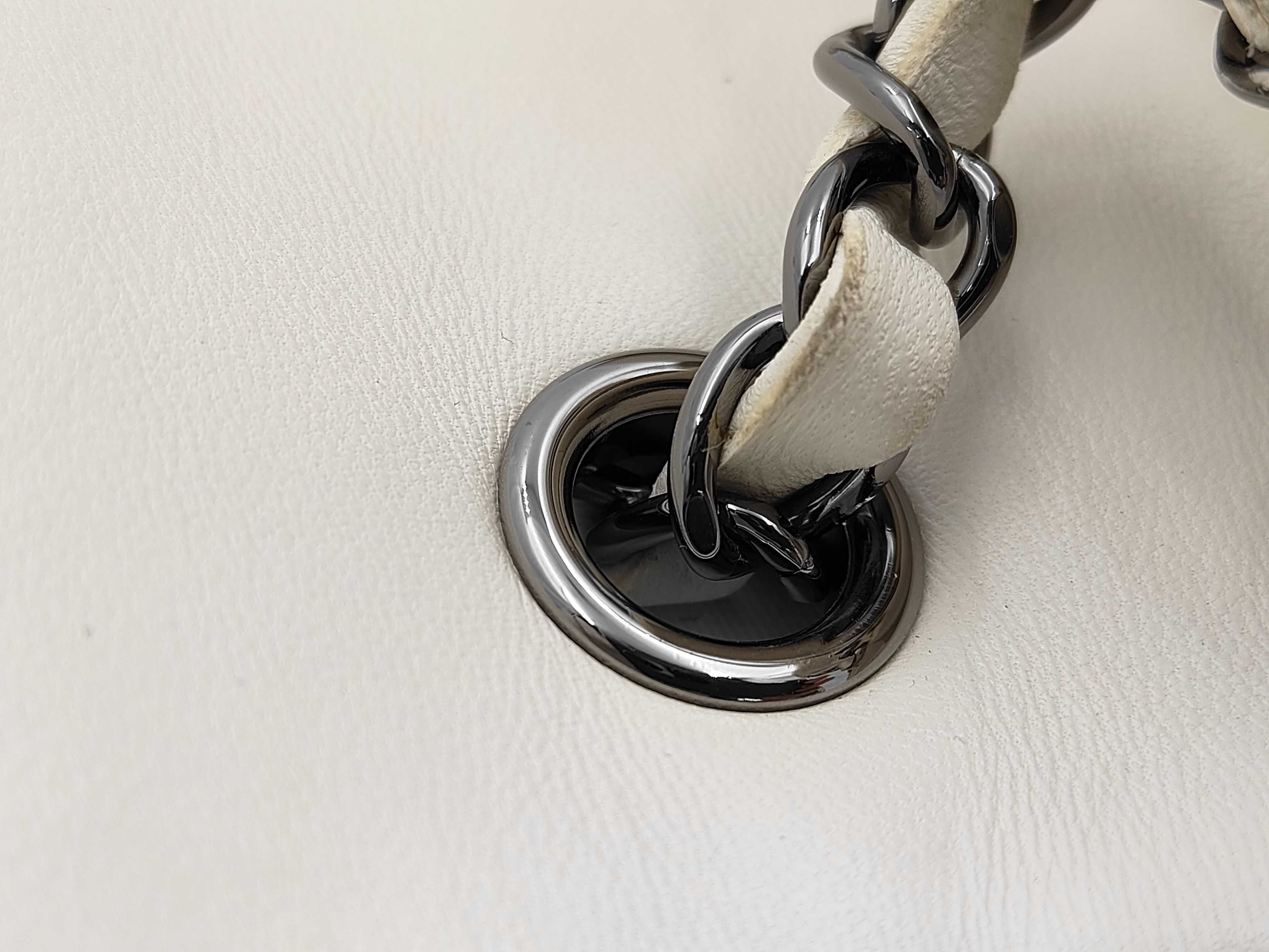 Mini Matelassé Chain Shoulder Bag with Sequins, Gray — view 7
