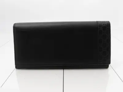 Microguccissima Long Wallet, Black Leather