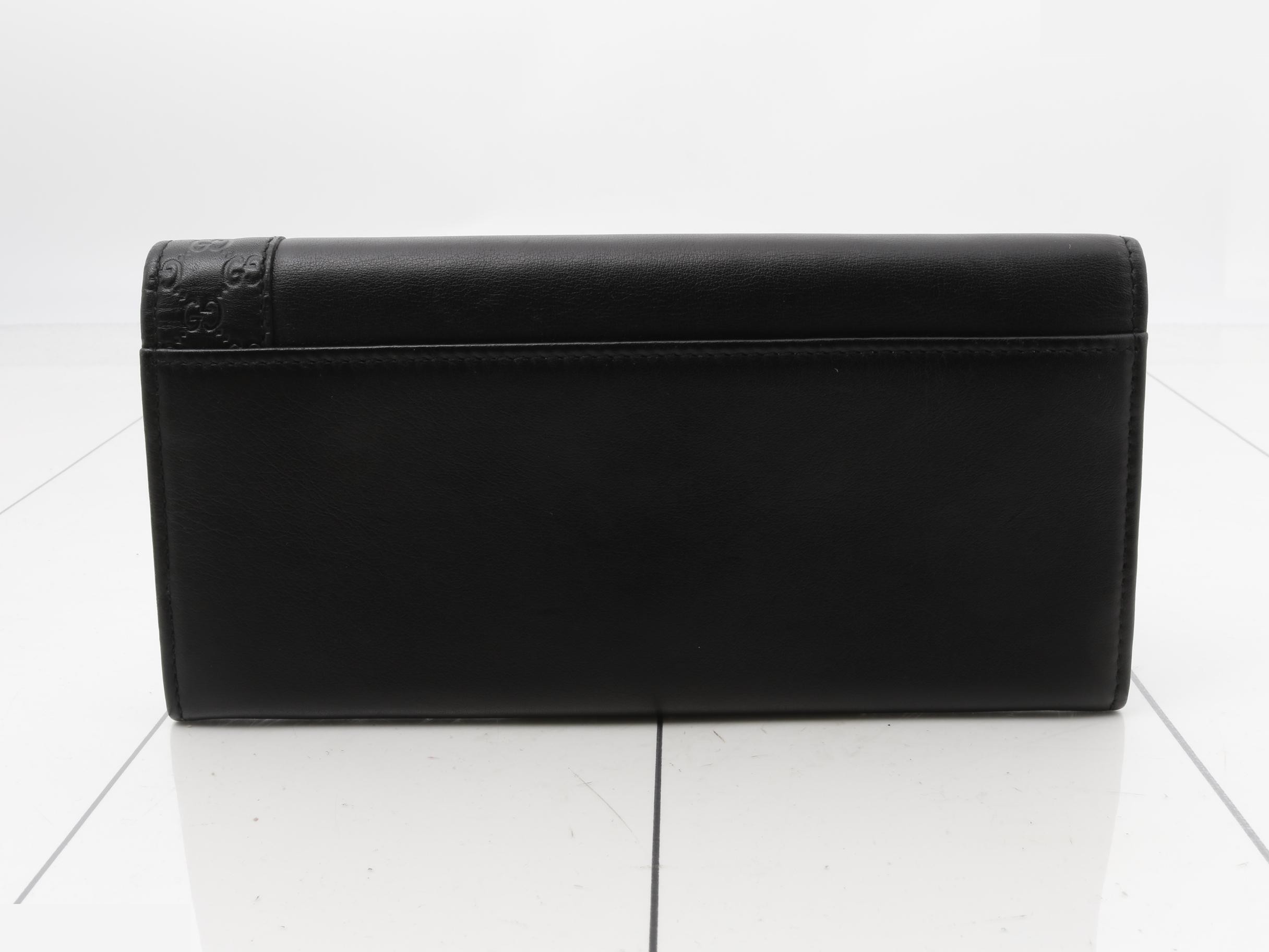 Microguccissima Long Wallet, Black Leather — view 2
