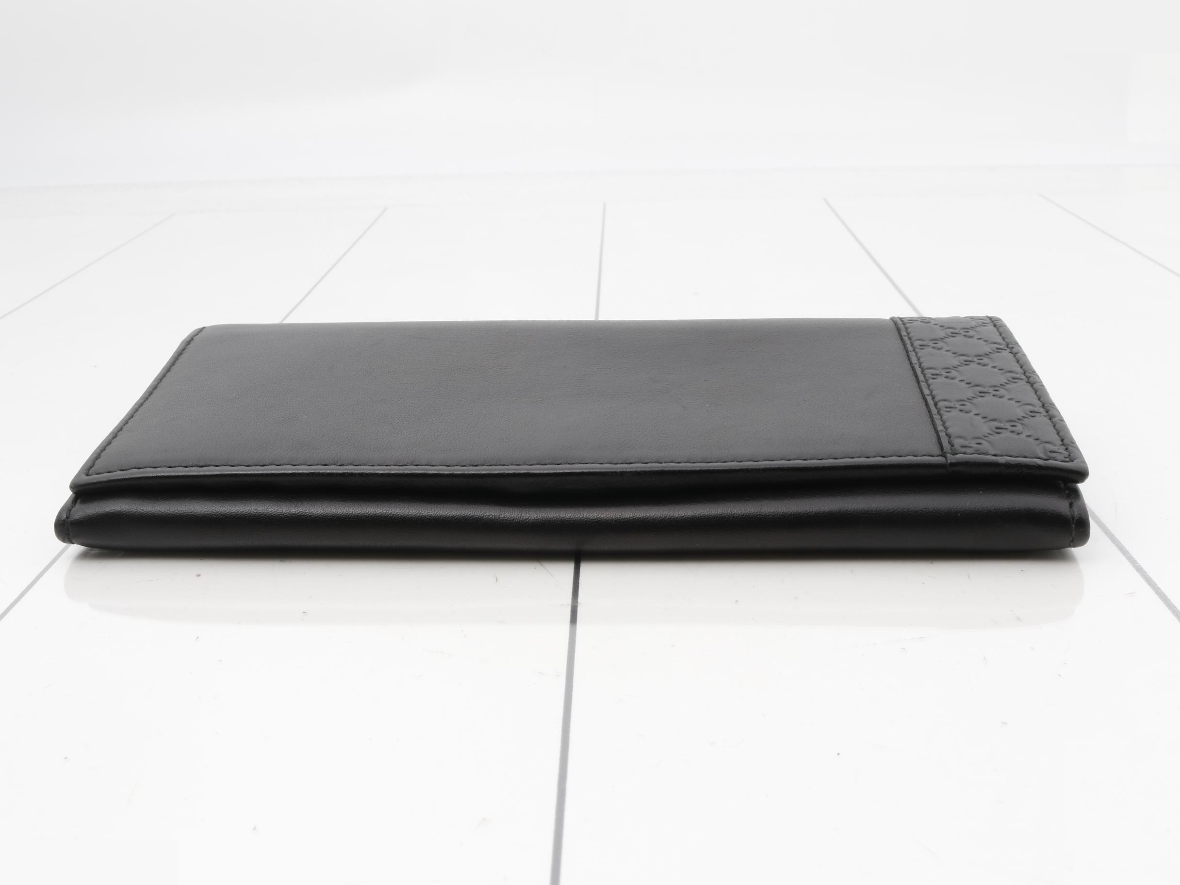 Microguccissima Long Wallet, Black Leather — view 3