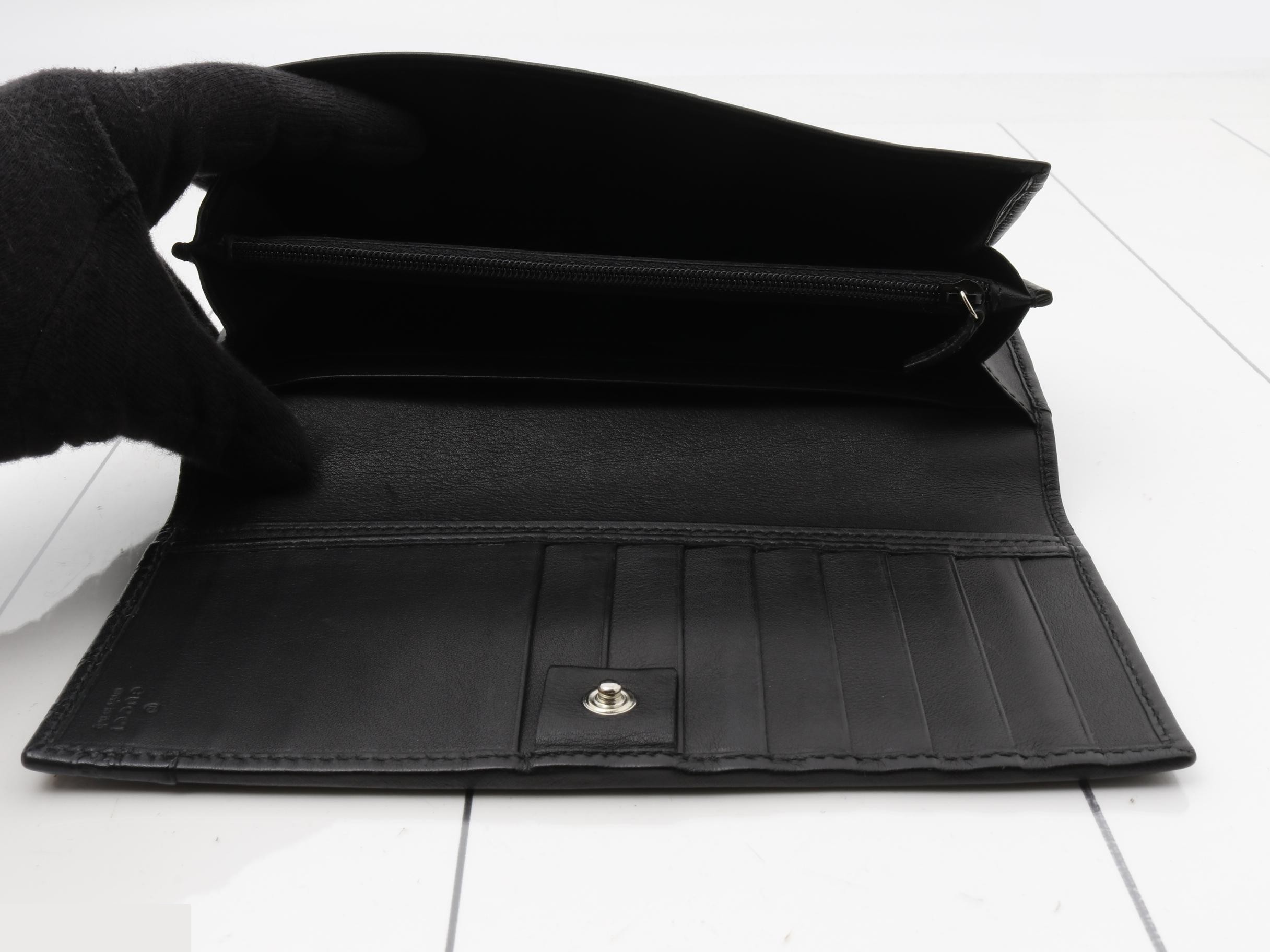Microguccissima Long Wallet, Black Leather — view 4