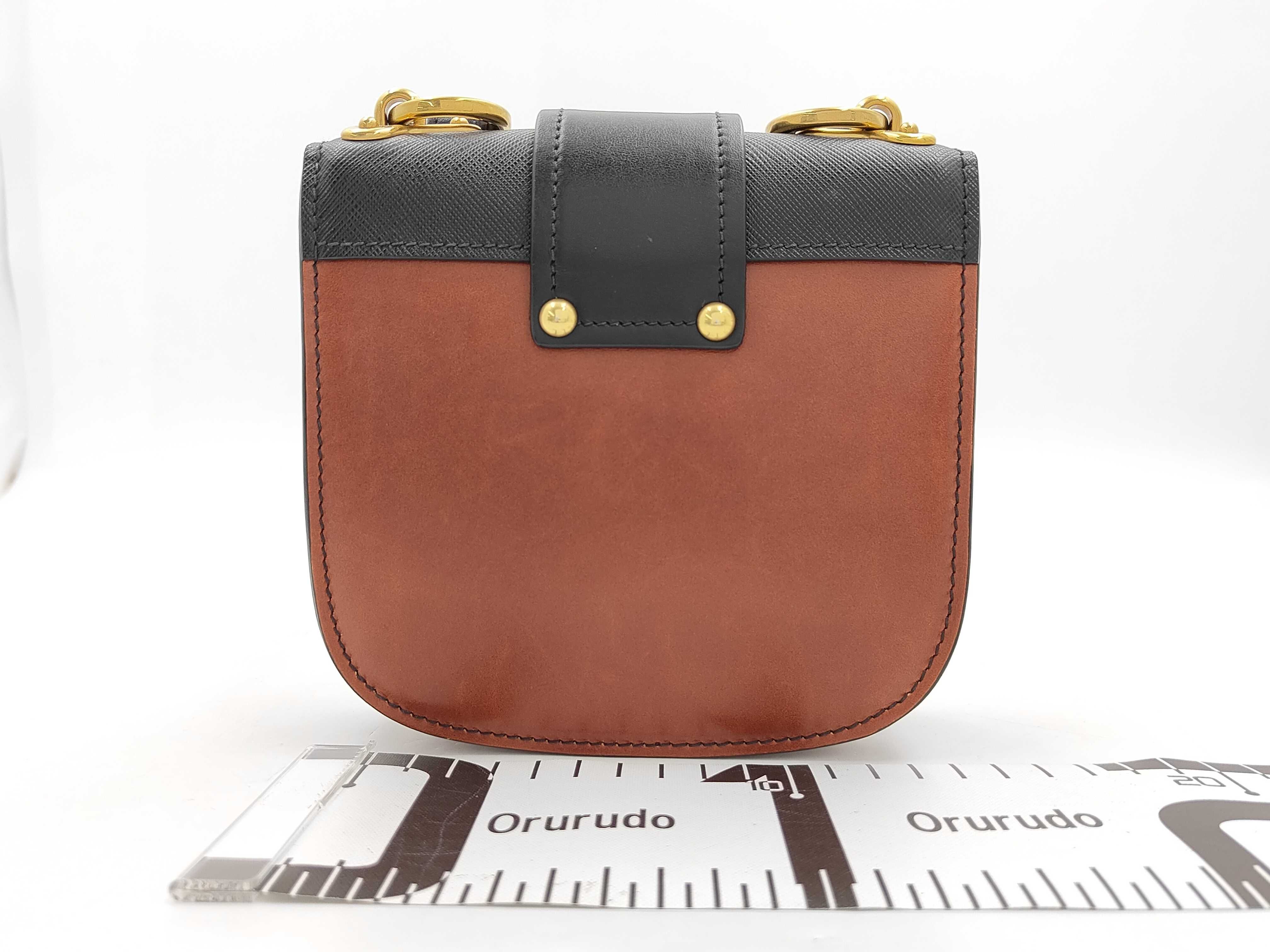 Cahier Leather Orange Black Chain Shoulder Bag — view 2