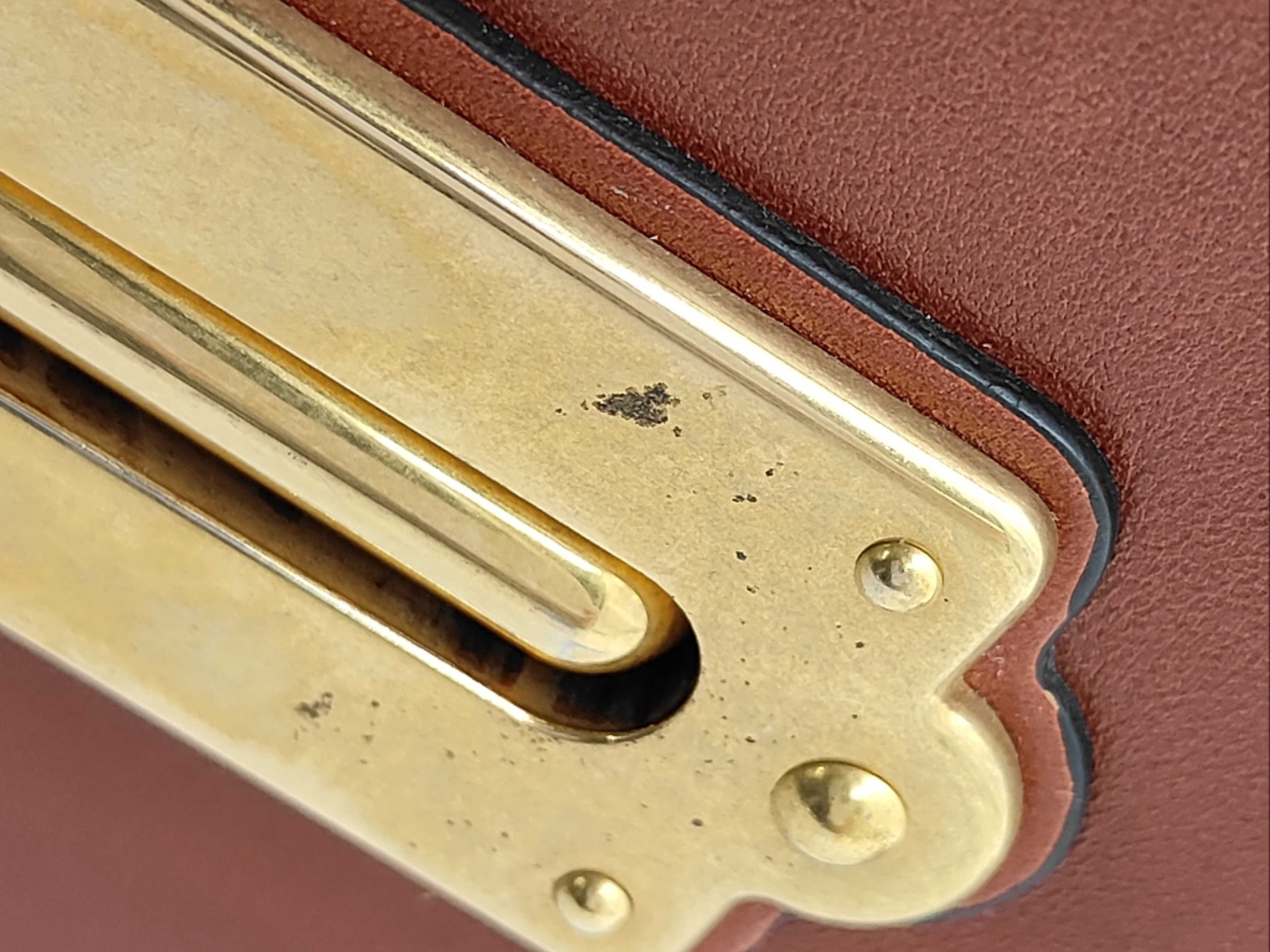 Cahier Leather Orange Black Chain Shoulder Bag — view 14