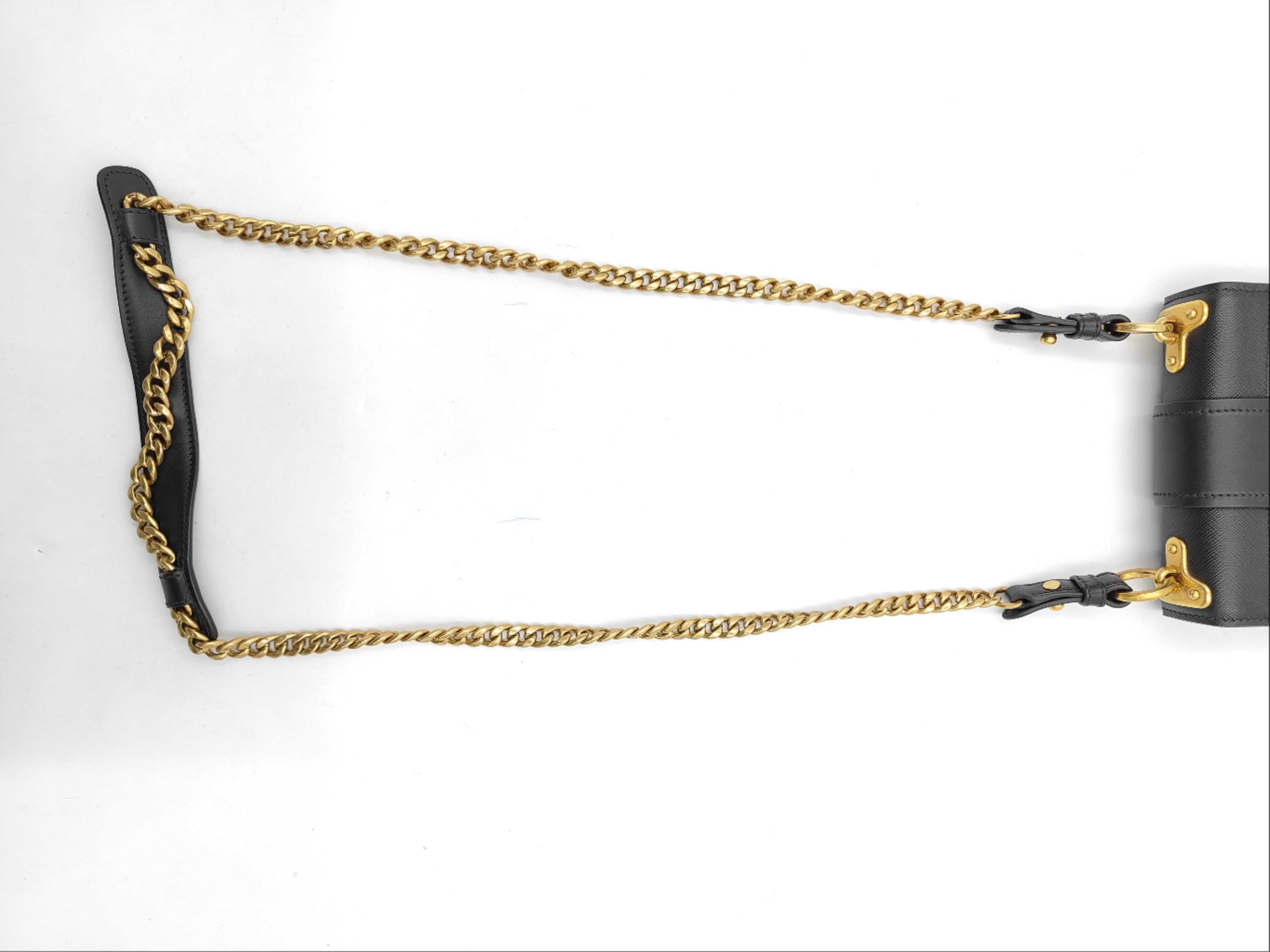 Cahier Leather Orange Black Chain Shoulder Bag — view 3