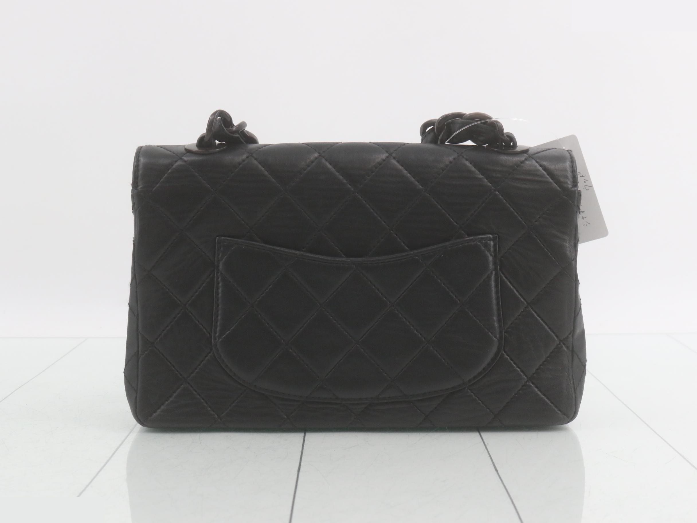Matelassé Lambskin Wood Chain Shoulder Bag with Seal Card — view 2