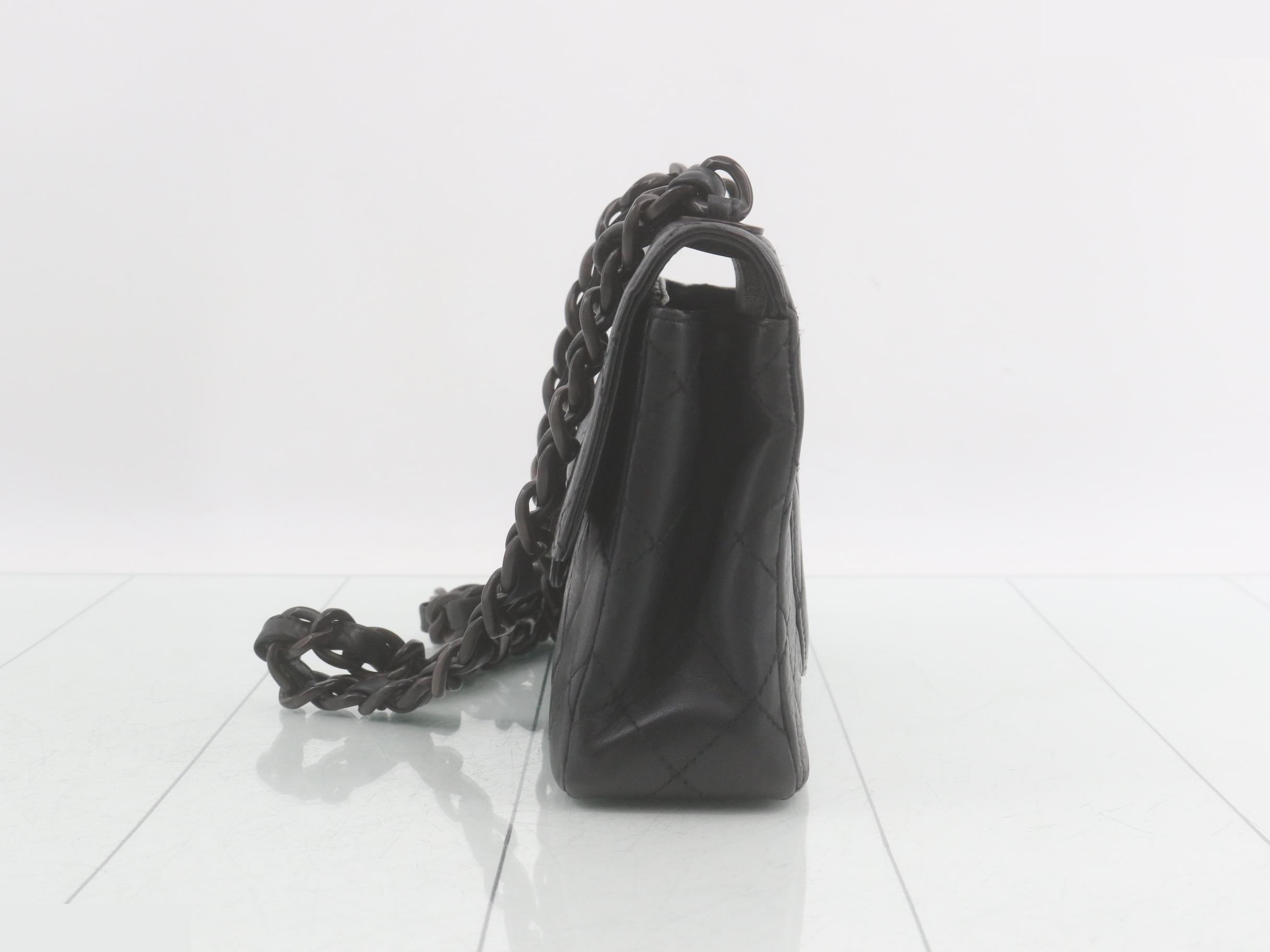 Matelassé Lambskin Wood Chain Shoulder Bag with Seal Card — view 3