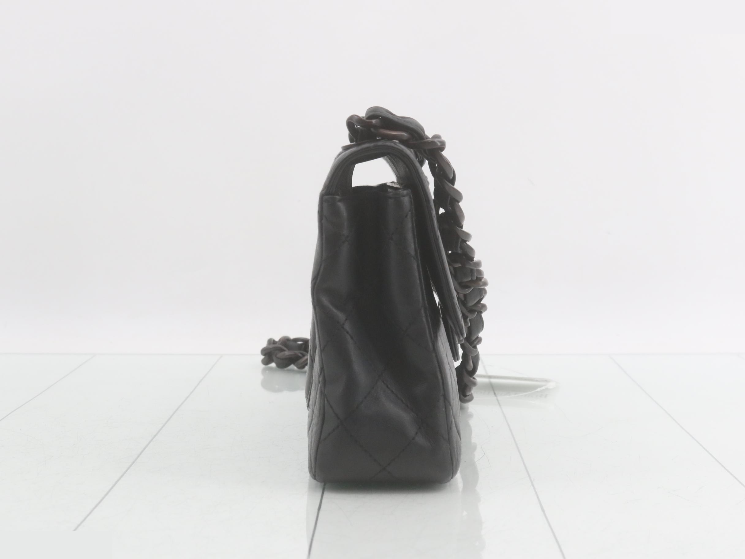 Matelassé Lambskin Wood Chain Shoulder Bag with Seal Card — view 4
