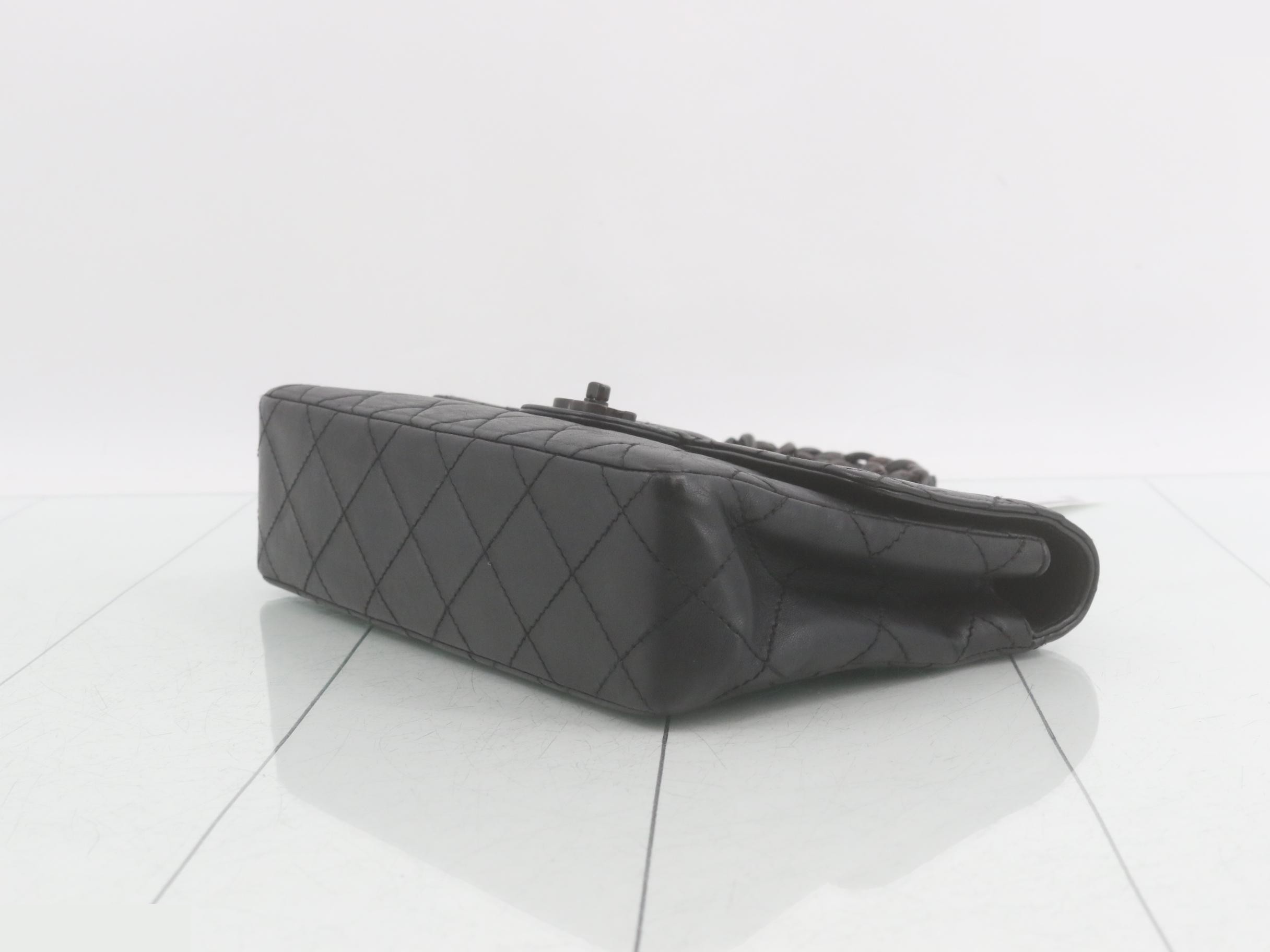 Matelassé Lambskin Wood Chain Shoulder Bag with Seal Card — view 6