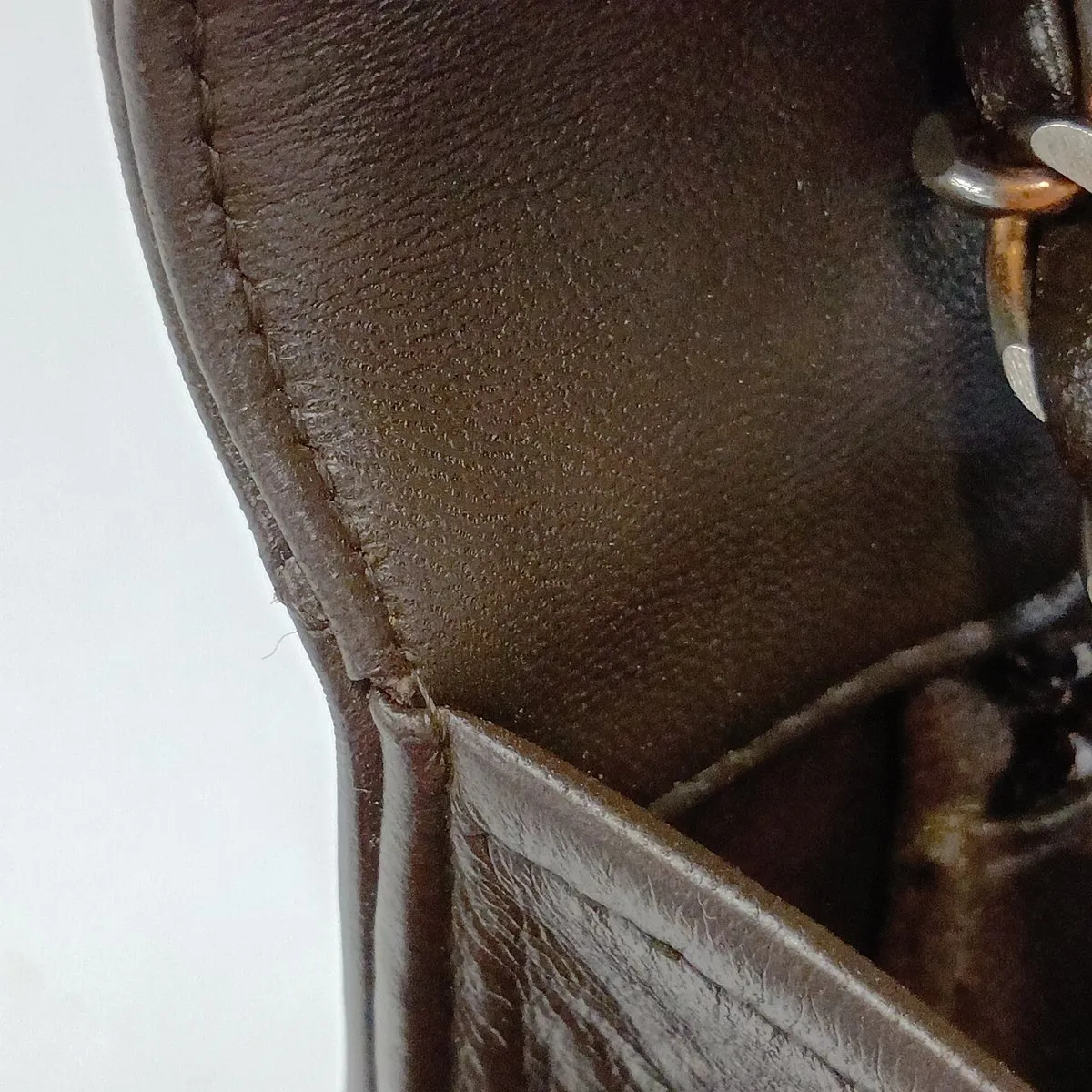 Matelassé Lambskin Chain Shoulder Bag, Push-Lock, Brown, Gold Hardware — view 9