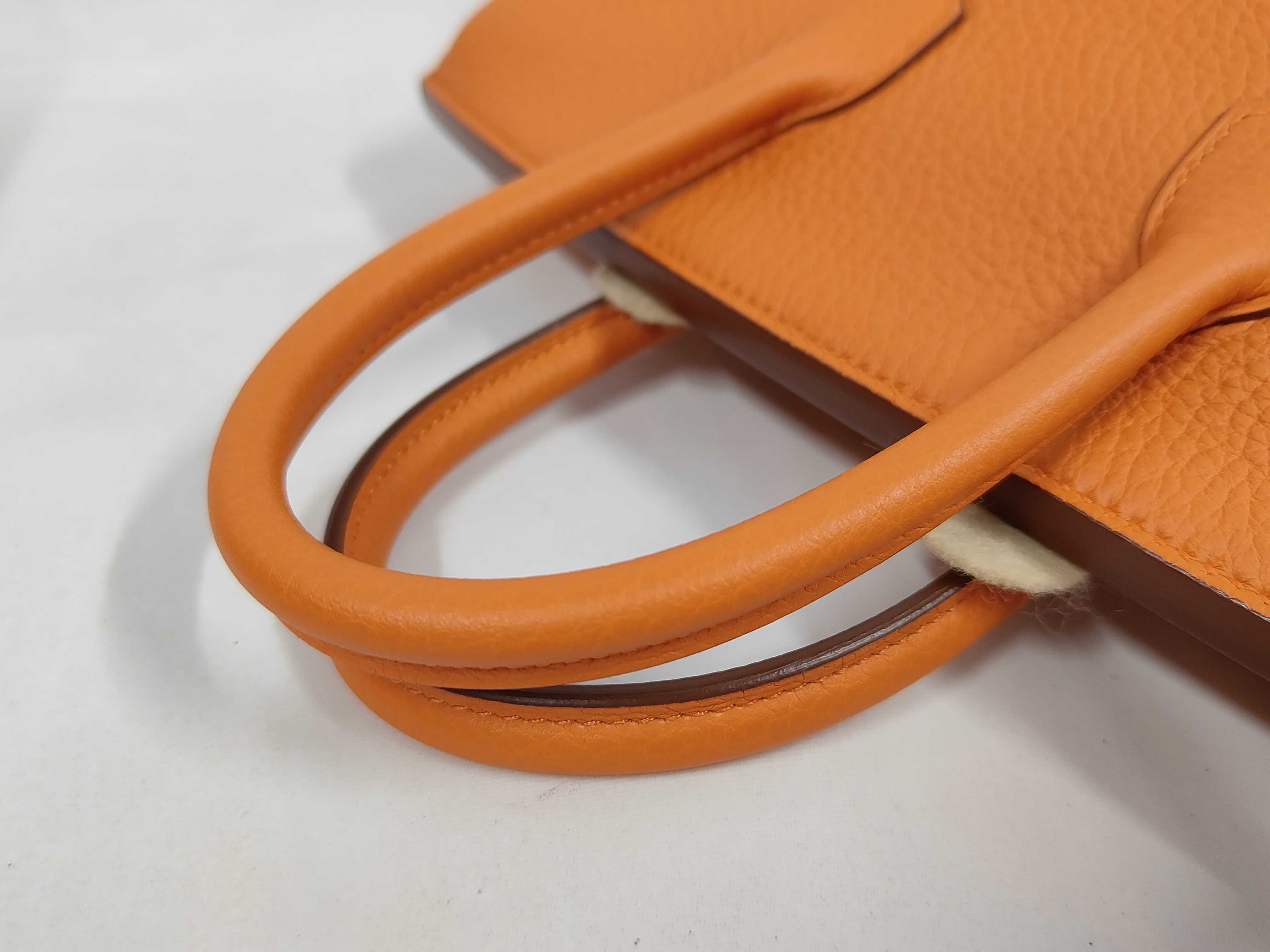 Birkin 25 Togo Orange Silver Hardware W Stamp Handbag — view 5