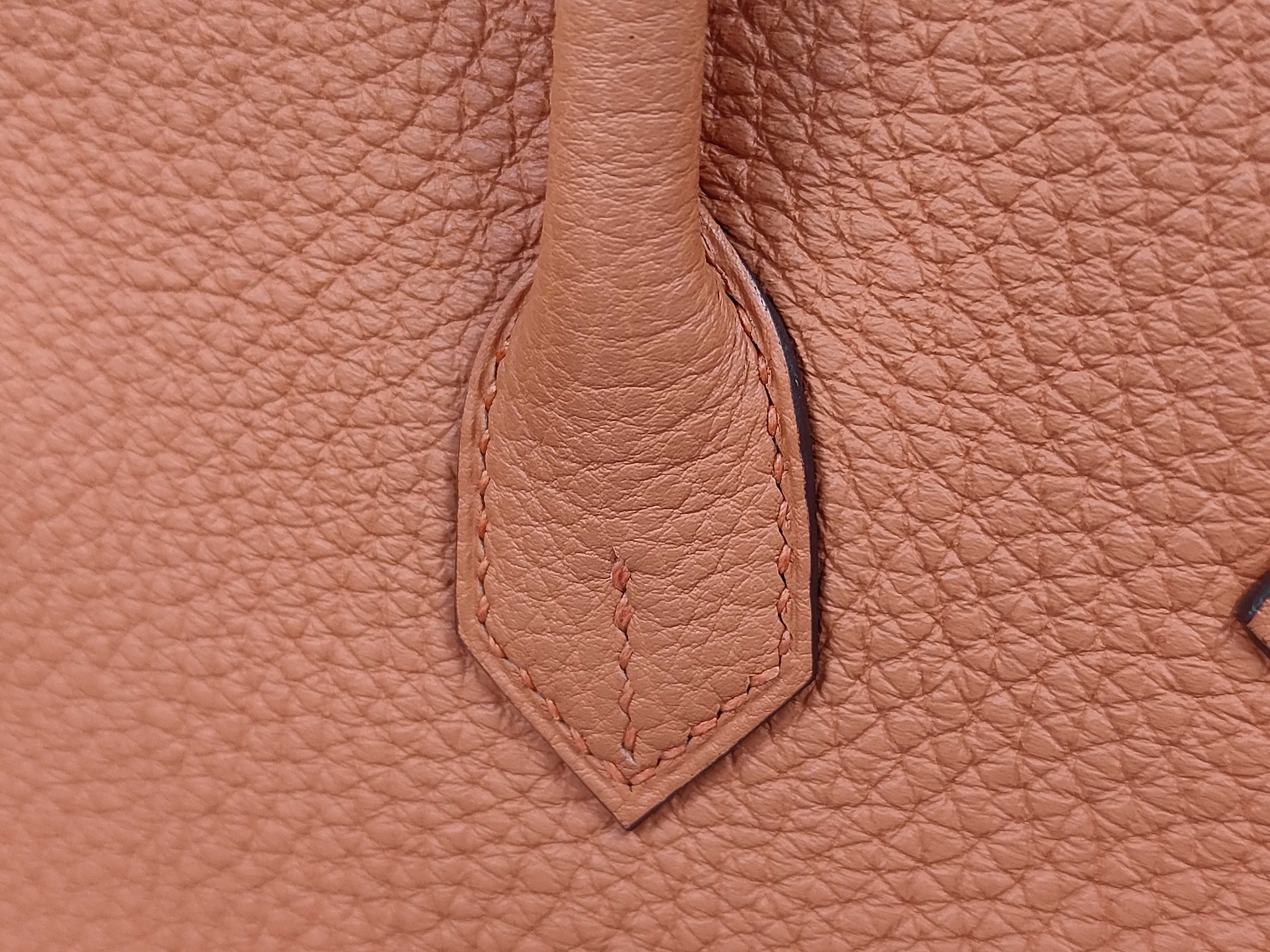 Birkin 25 Togo Orange Silver Hardware W Stamp Handbag — view 6