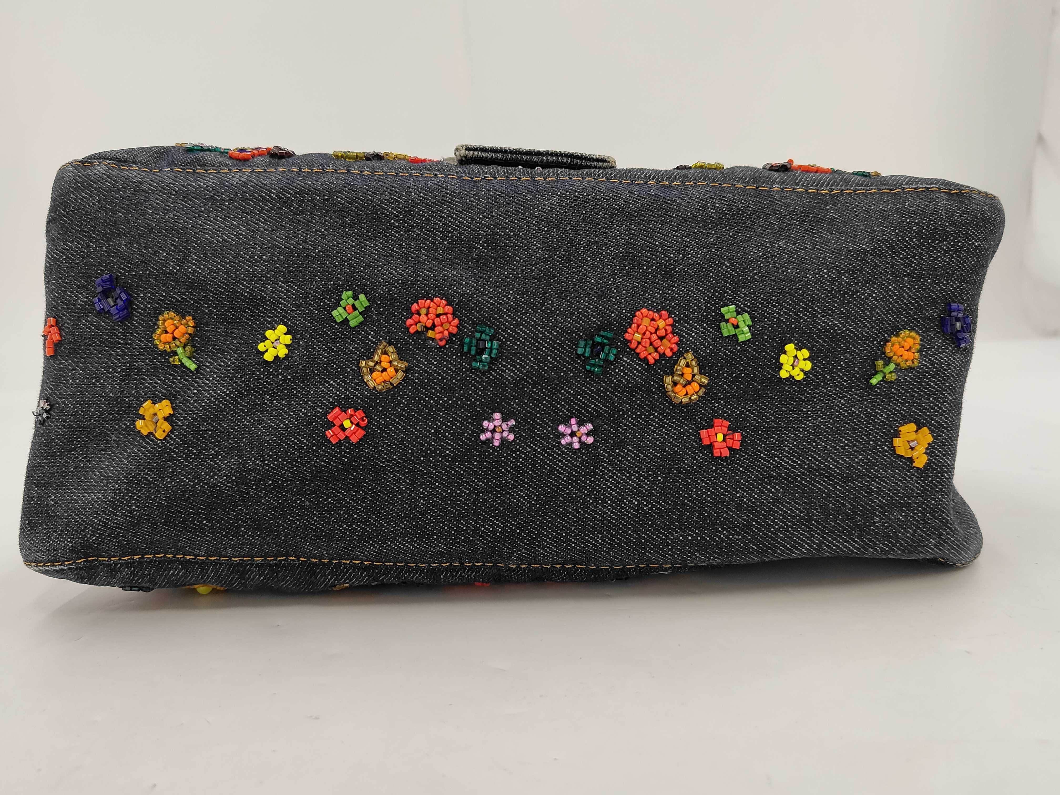 Denim Beaded Mamma Bucket One-Shoulder Bag — view 7