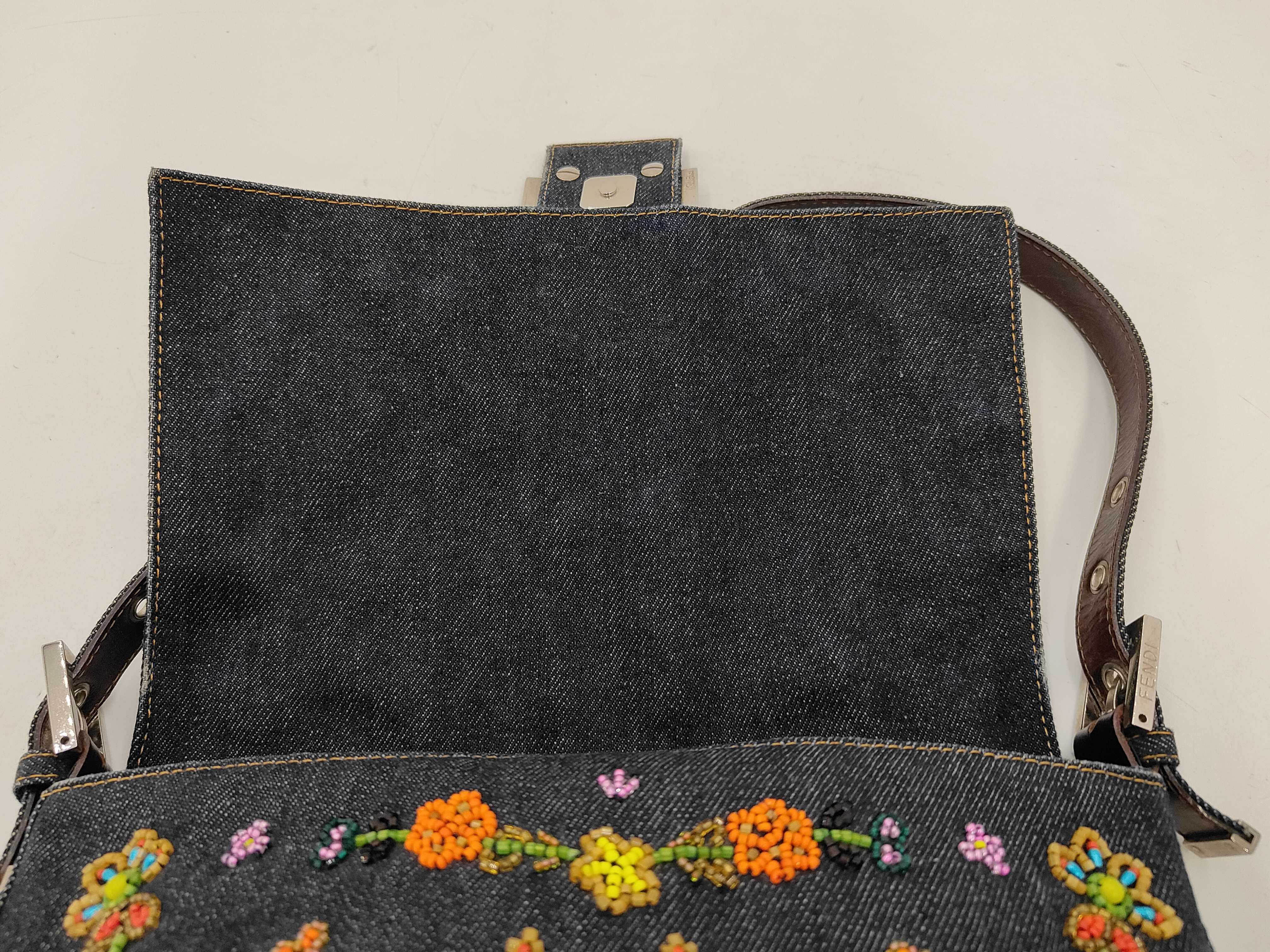 Denim Beaded Mamma Bucket One-Shoulder Bag — view 8