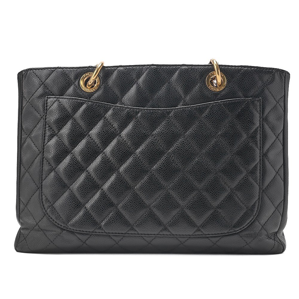Caviar leather Matelassé GST chain tote bag, black, silver hardware, serial number 13. — view 2