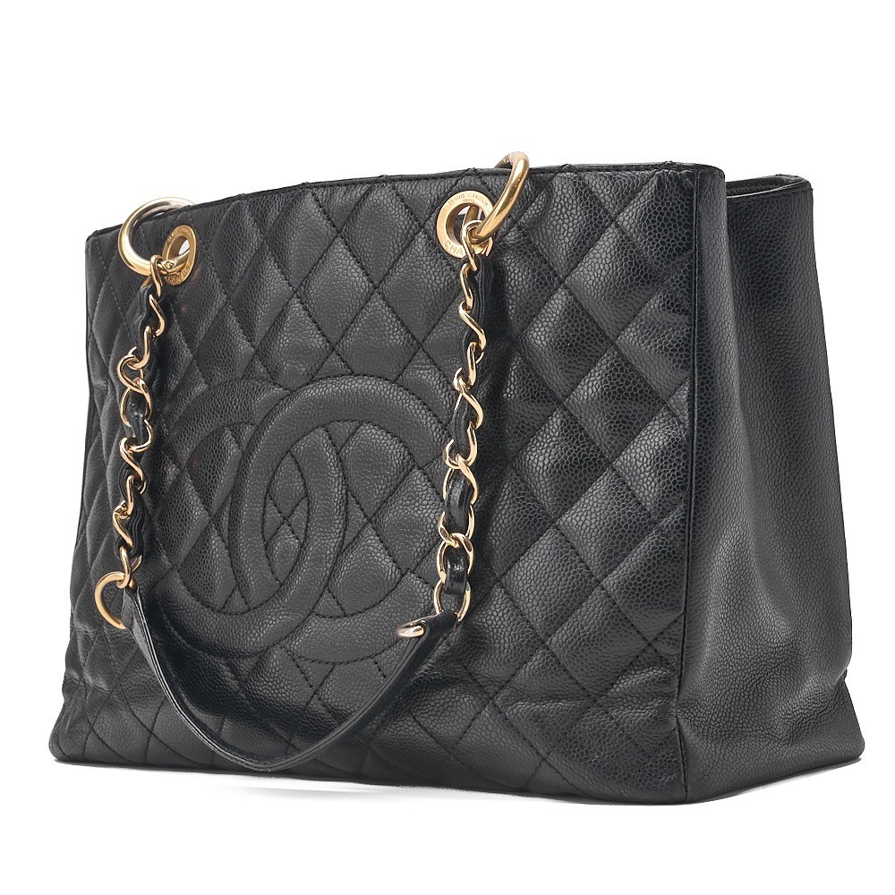Caviar leather Matelassé GST chain tote bag, black, silver hardware, serial number 13. — view 4