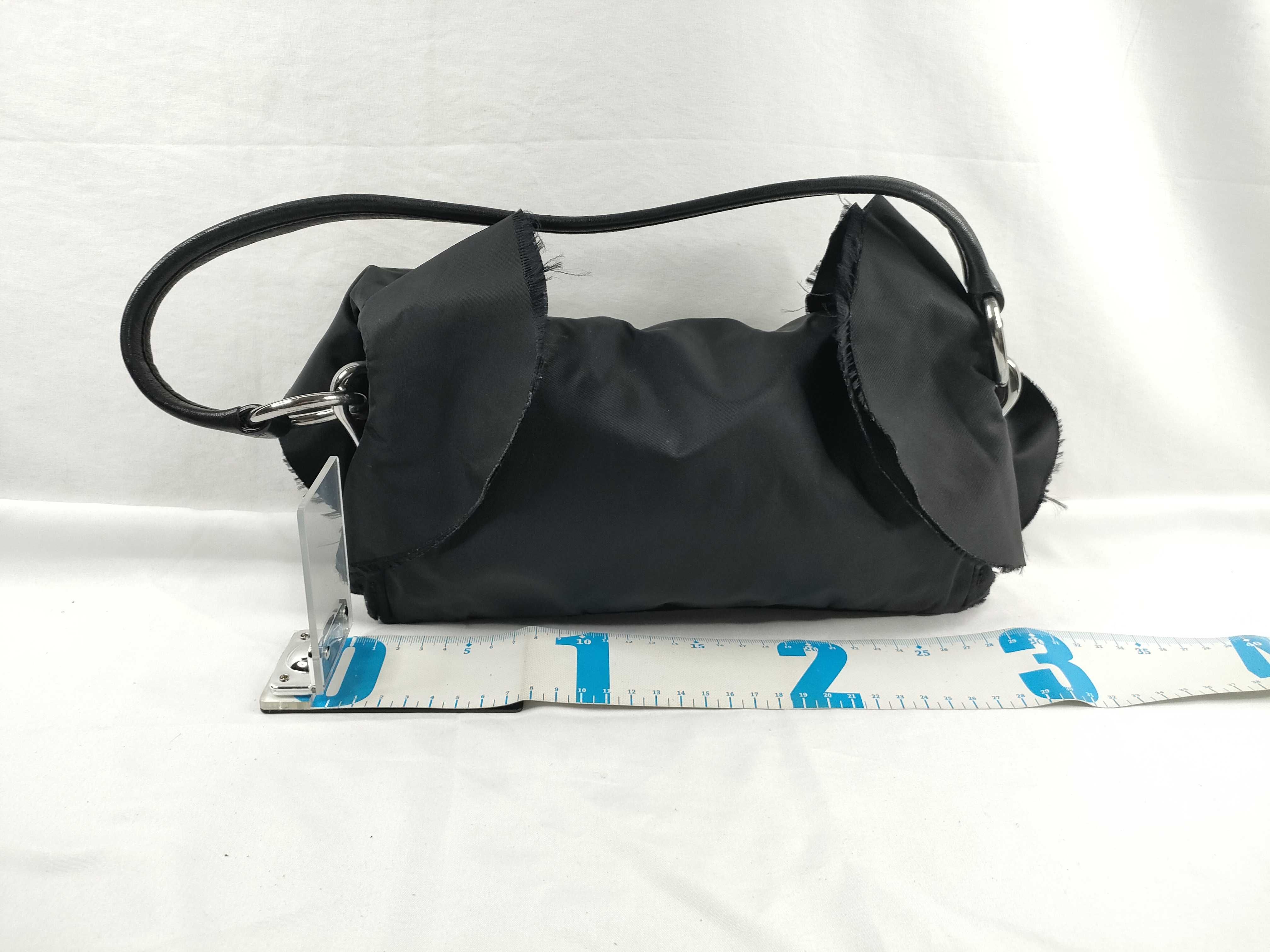 Nylon Frill One-Shoulder Handbag (Black) — view 2