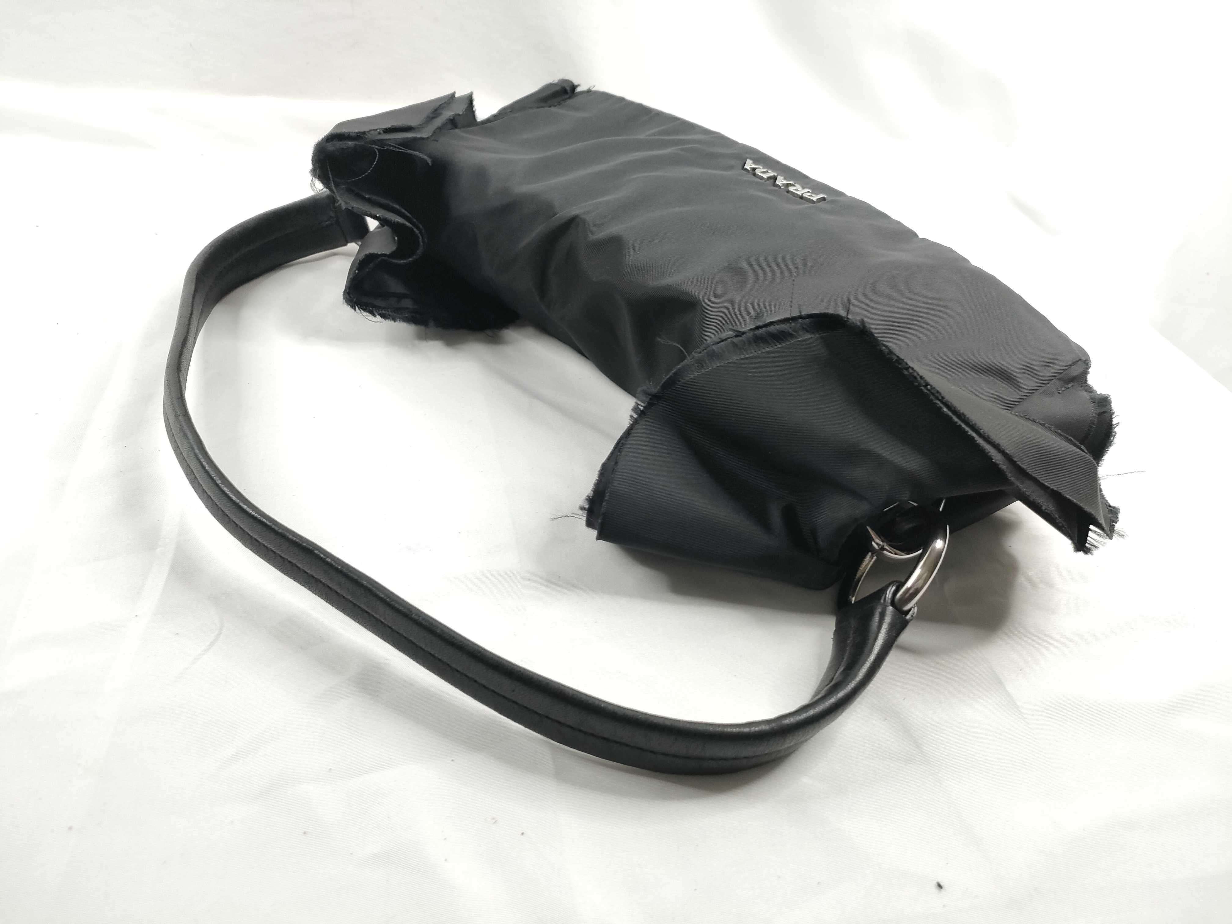Nylon Frill One-Shoulder Handbag (Black) — view 6
