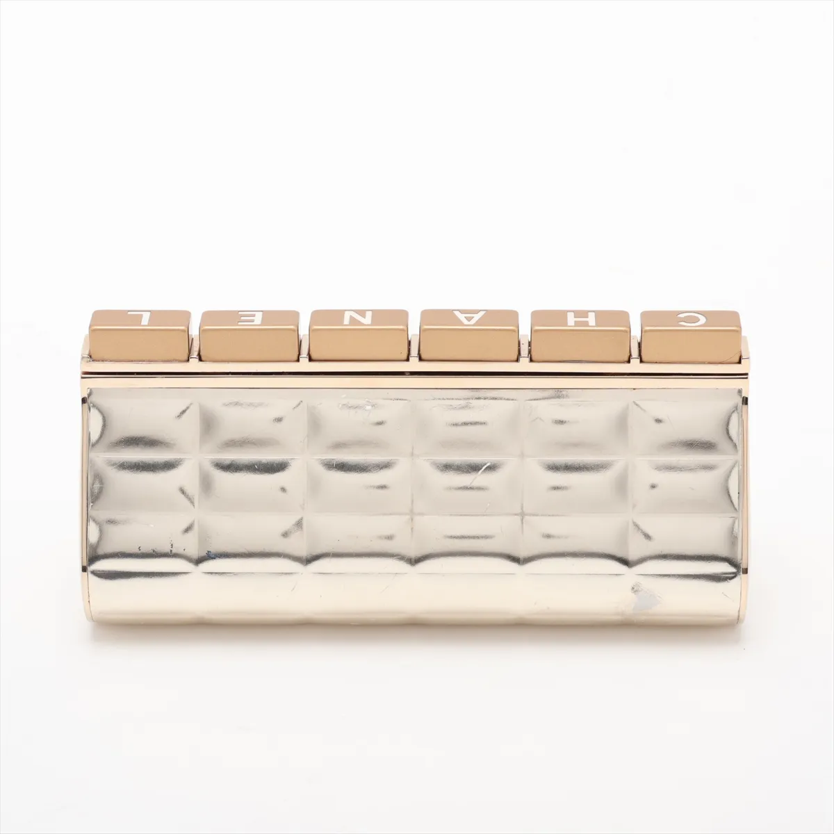 Ice Cube Metallic Leather Clutch Bag, Gold, Gold Hardware, Item No. 13841689, Series No. 13 — view 2