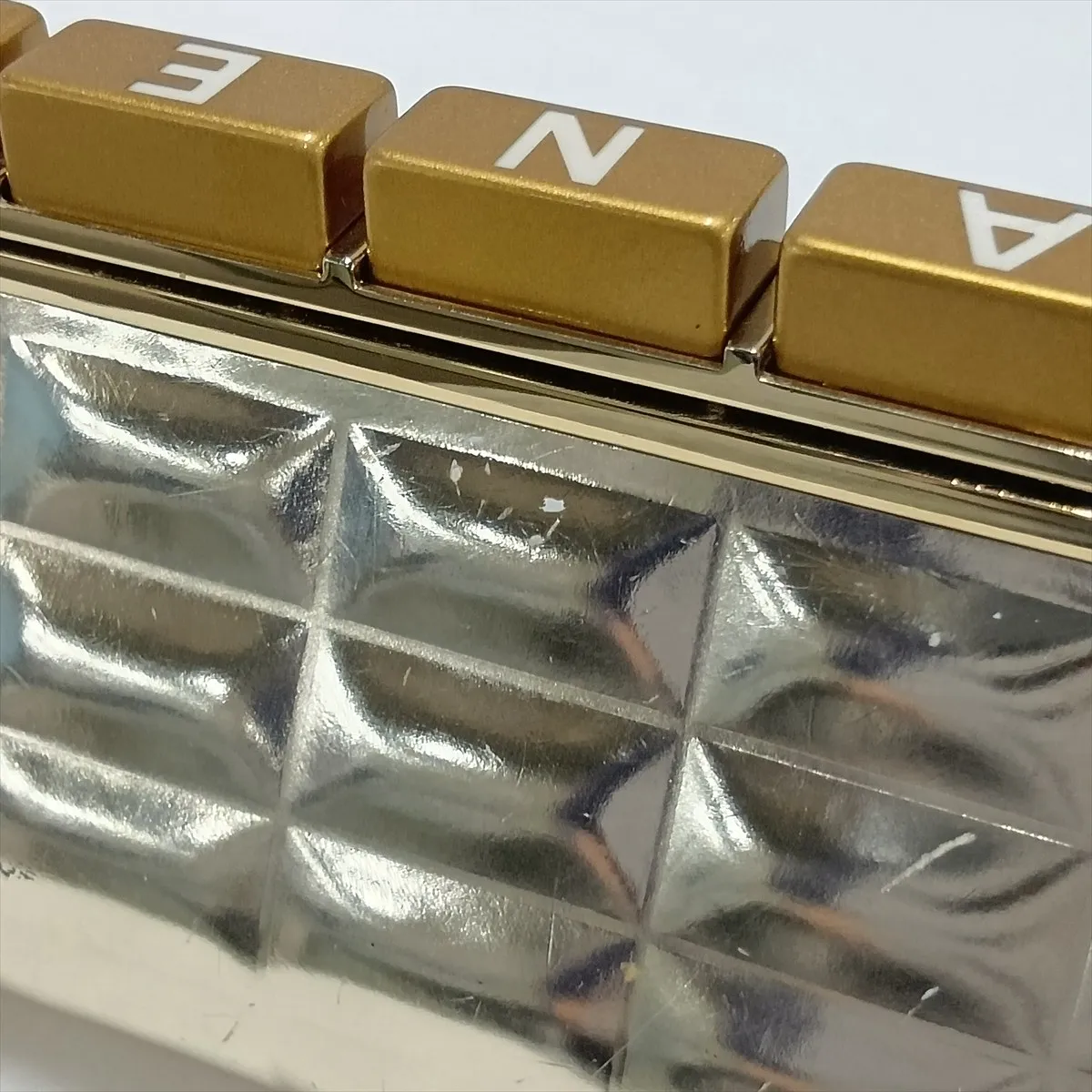 Ice Cube Metallic Leather Clutch Bag, Gold, Gold Hardware, Item No. 13841689, Series No. 13 — view 11