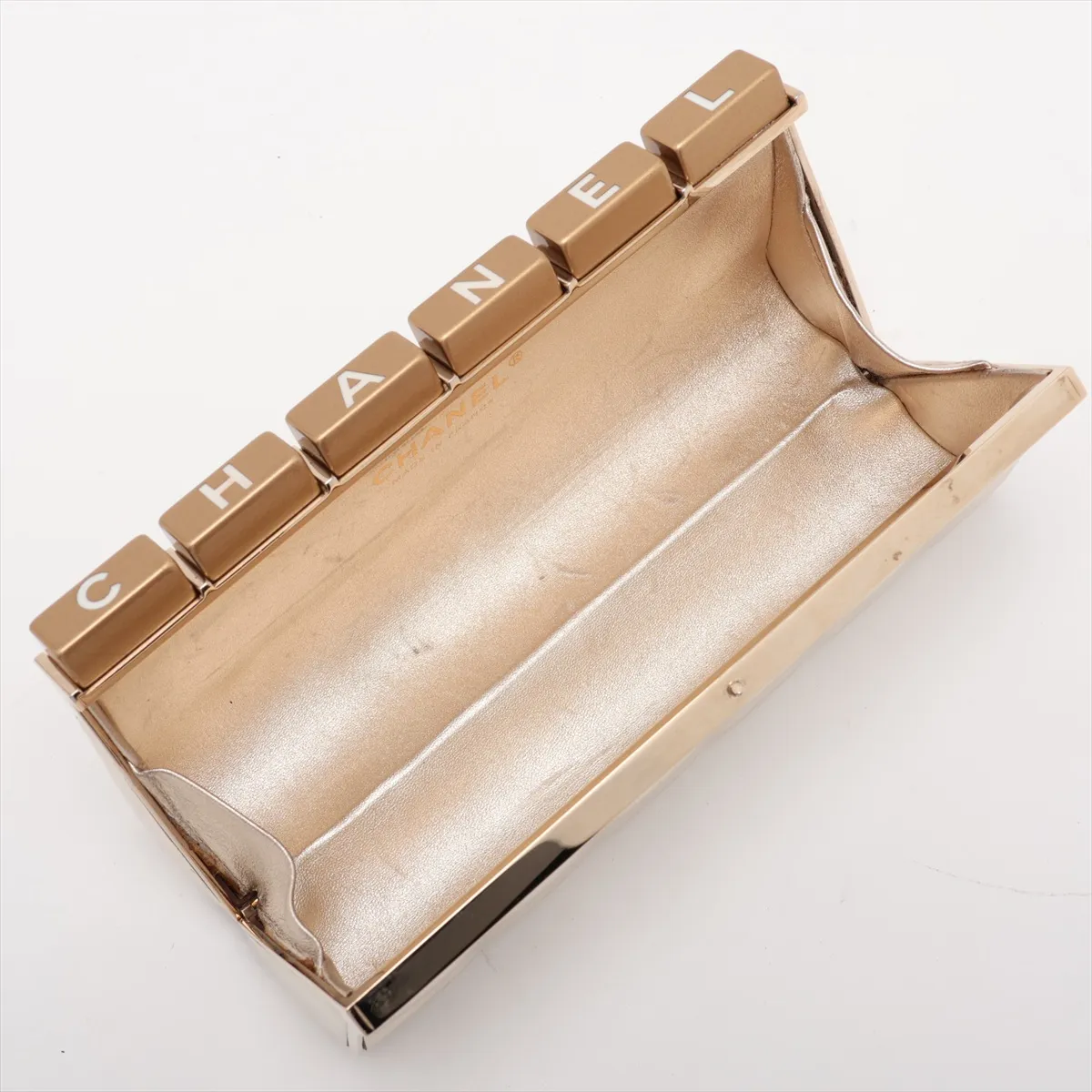 Ice Cube Metallic Leather Clutch Bag, Gold, Gold Hardware, Item No. 13841689, Series No. 13 — view 5