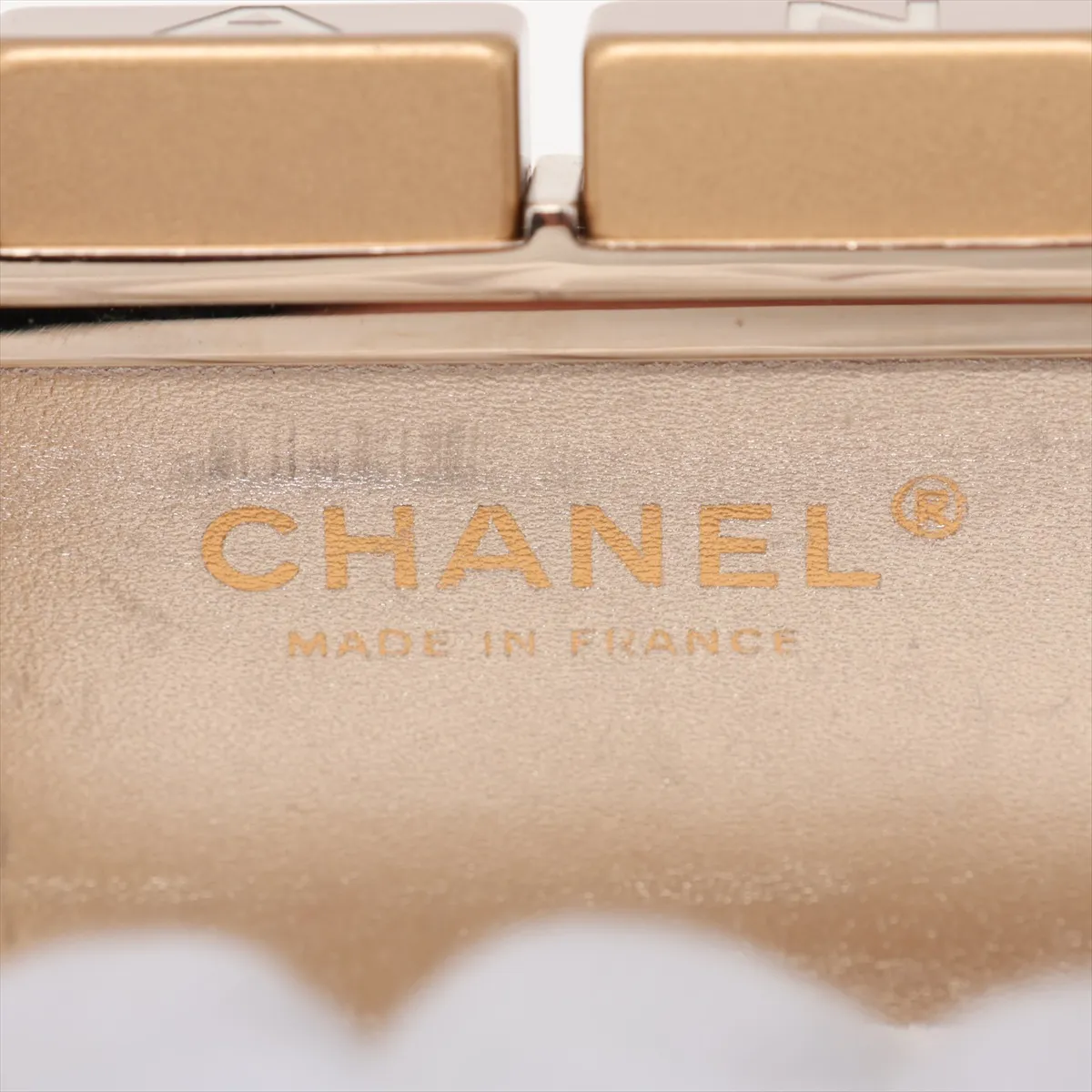 Ice Cube Metallic Leather Clutch Bag, Gold, Gold Hardware, Item No. 13841689, Series No. 13 — view 6