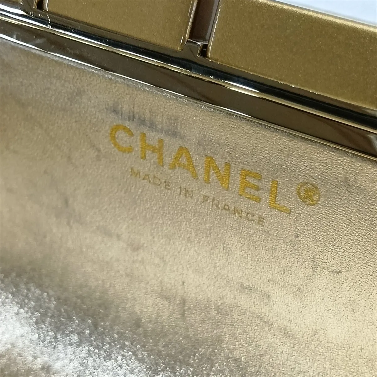 Ice Cube Metallic Leather Clutch Bag, Gold, Gold Hardware, Item No. 13841689, Series No. 13 — view 9