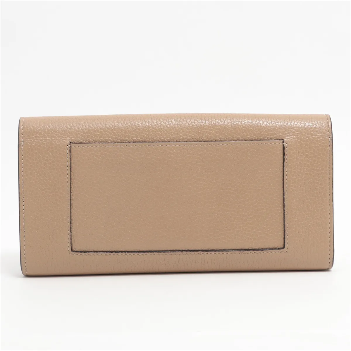 Large Flap Multifunction Leather Long Wallet Beige — view 2