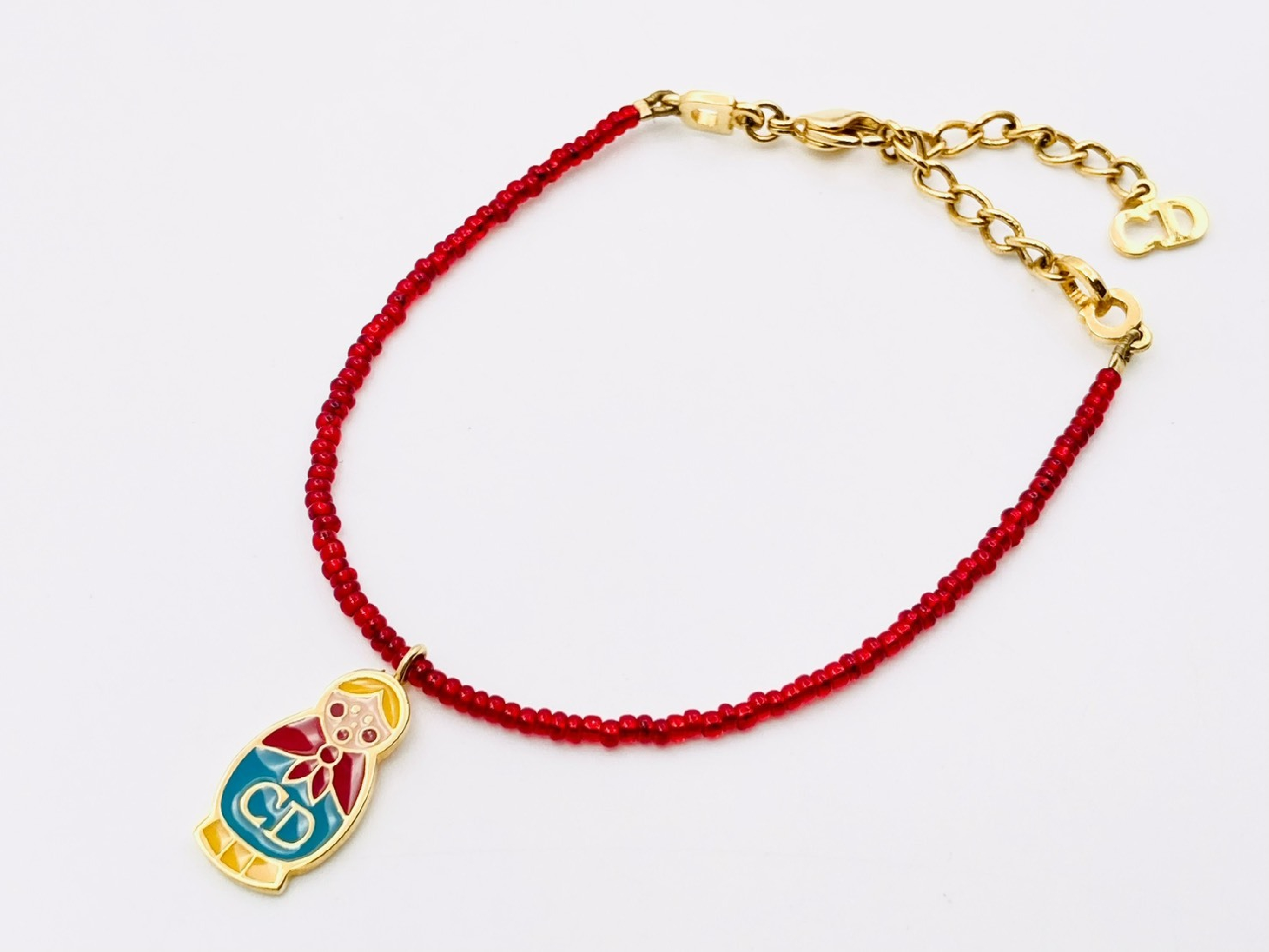 CD Logo Matryoshka Bead Bracelet, Red Bracelet/Bangle