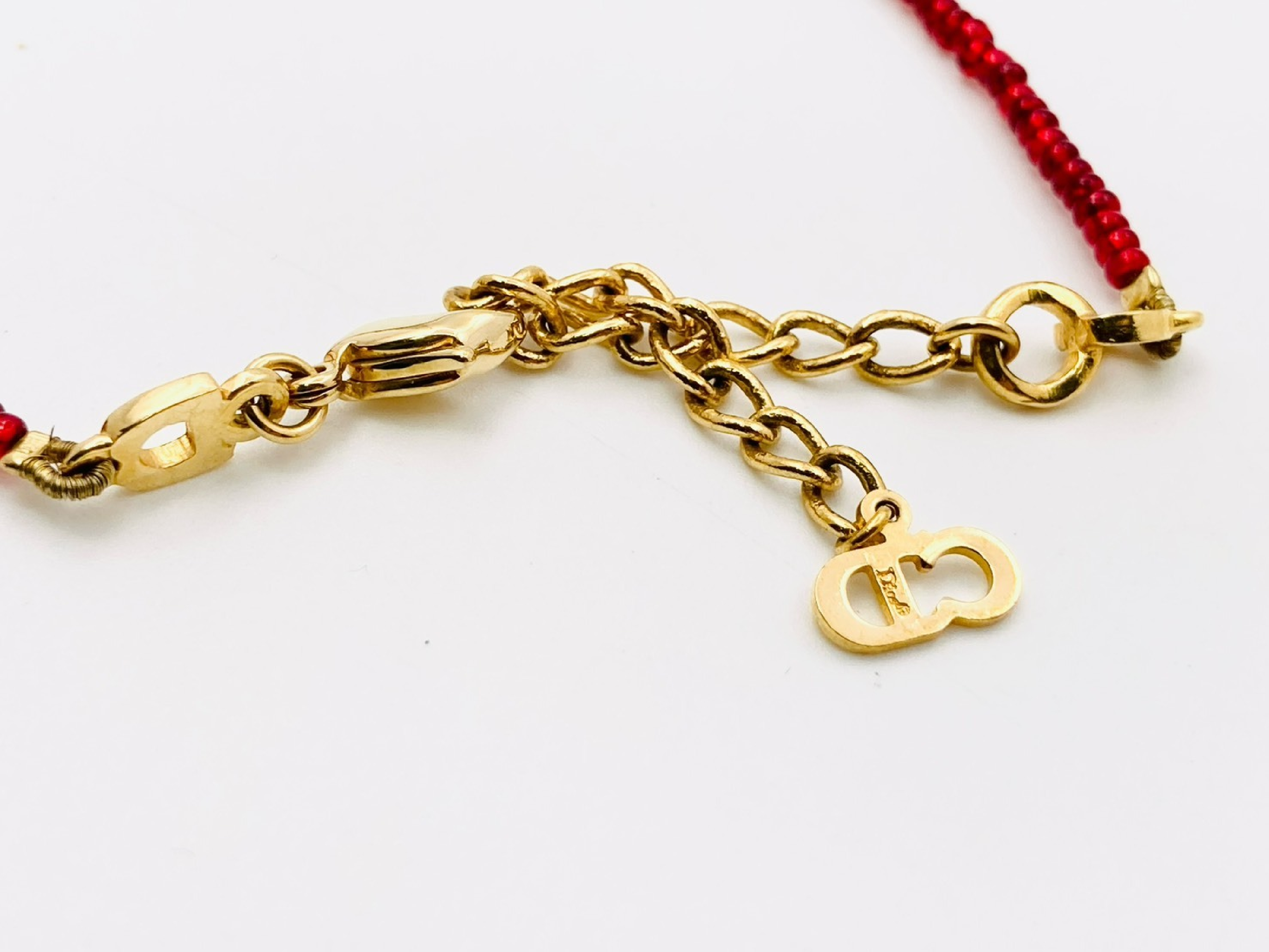 CD Logo Matryoshka Bead Bracelet, Red Bracelet/Bangle — view 3